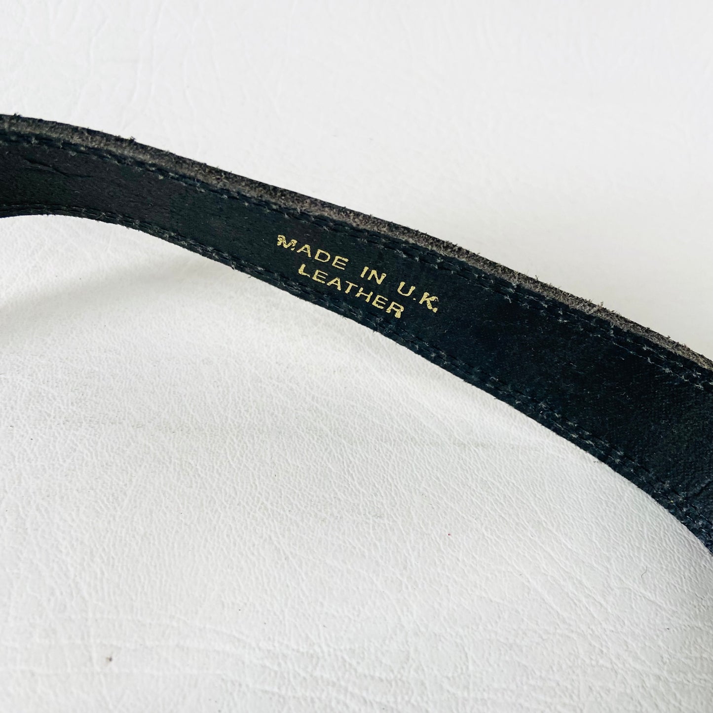 Vintage Black & Gold Leather Belt | Unisex | 1" Wide | Made in the UK | Size Medium