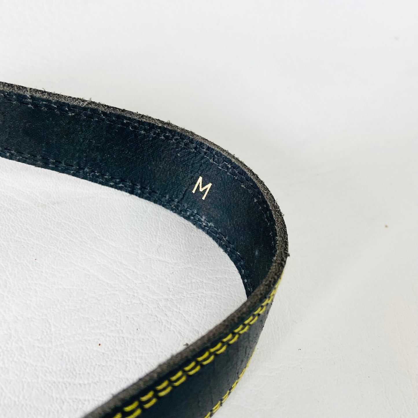 Vintage Black & Gold Leather Belt | Unisex | 1" Wide | Made in the UK | Size Medium