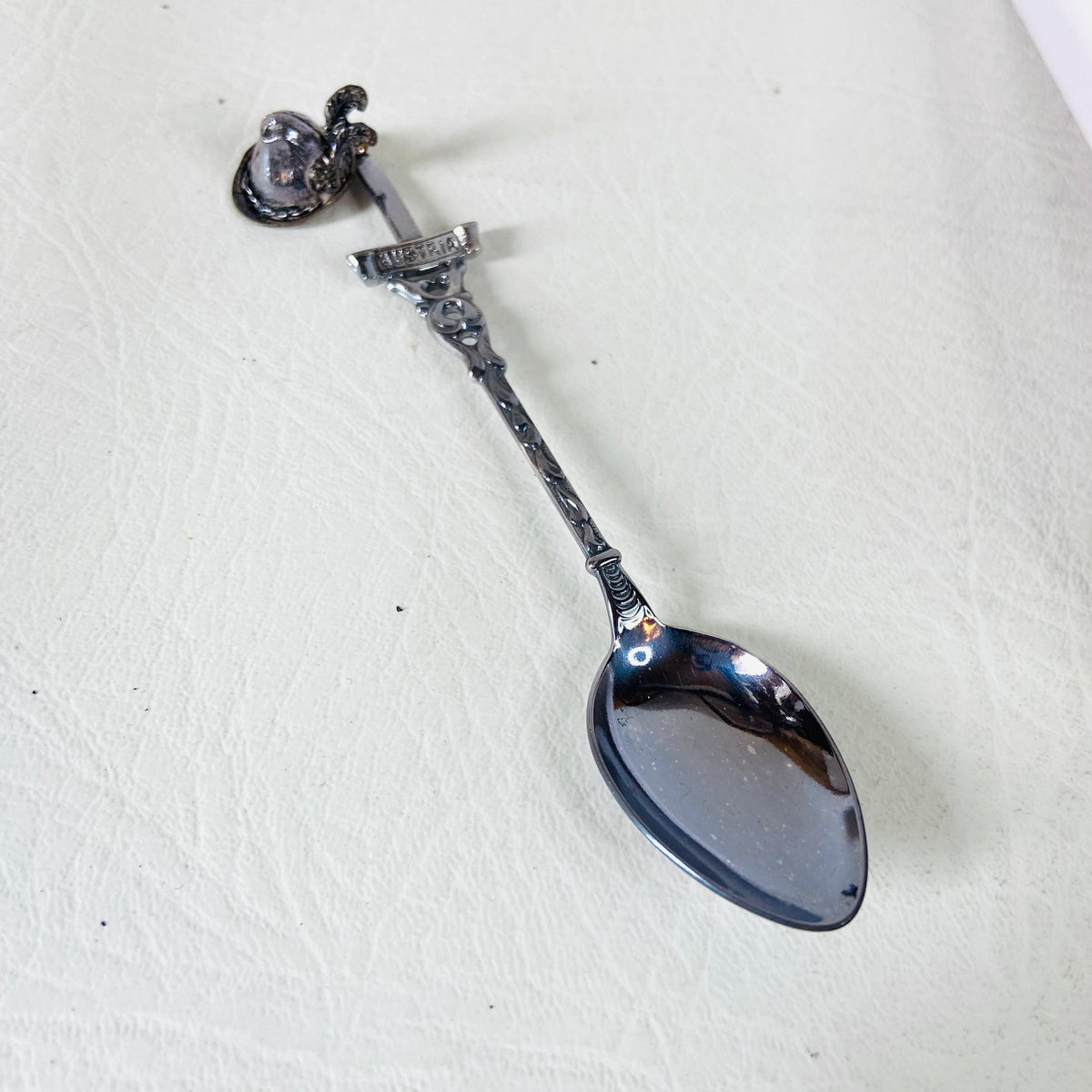 Silver Plated (Versilbilt) Souvenir Teaspoon | Austrian Alpine | Tyrolean Feathered Hat | Boxed | Vintage
