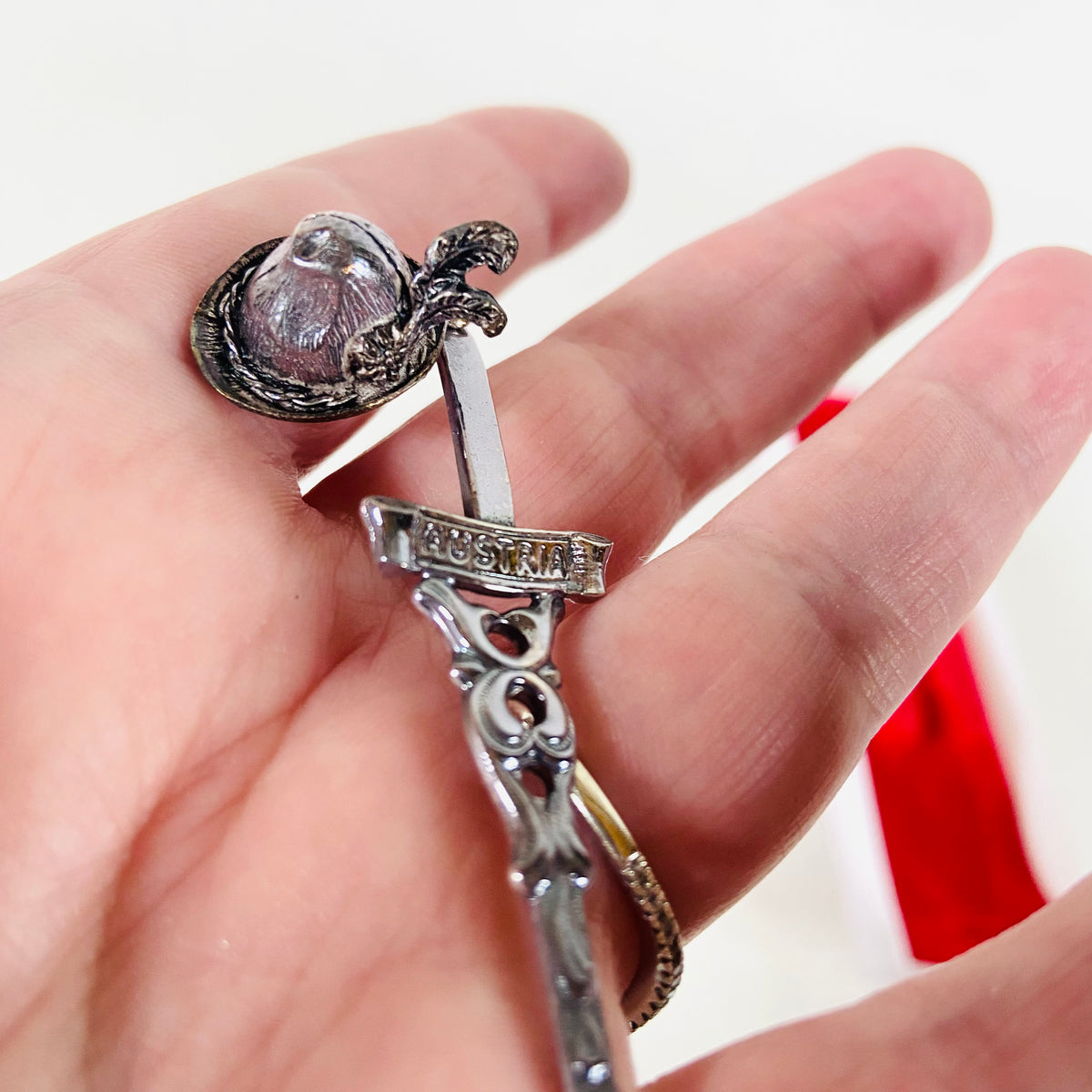 Silver Plated (Versilbilt) Souvenir Teaspoon | Austrian Alpine | Tyrolean Feathered Hat | Boxed | Vintage