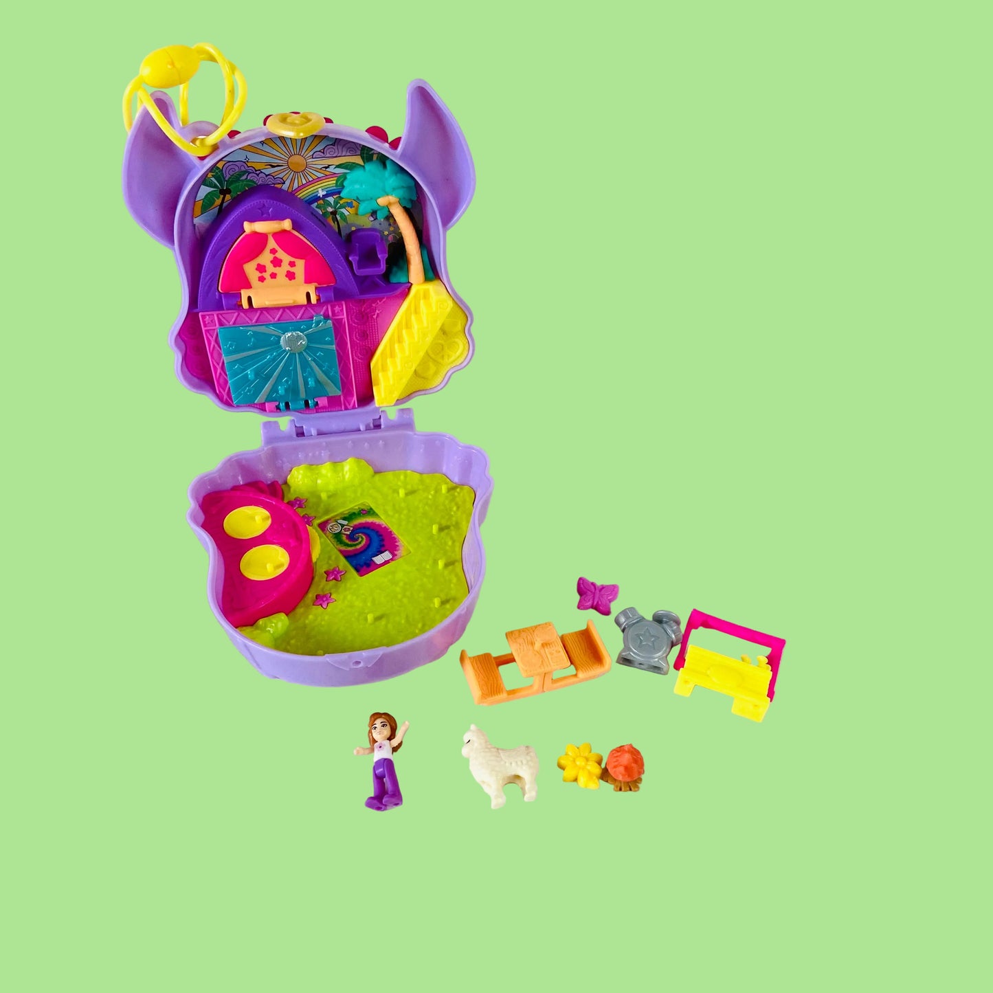 Polly Pocket | Camp Adventure Llama Compact | Playset With Figures & Accessories | 60% Complete