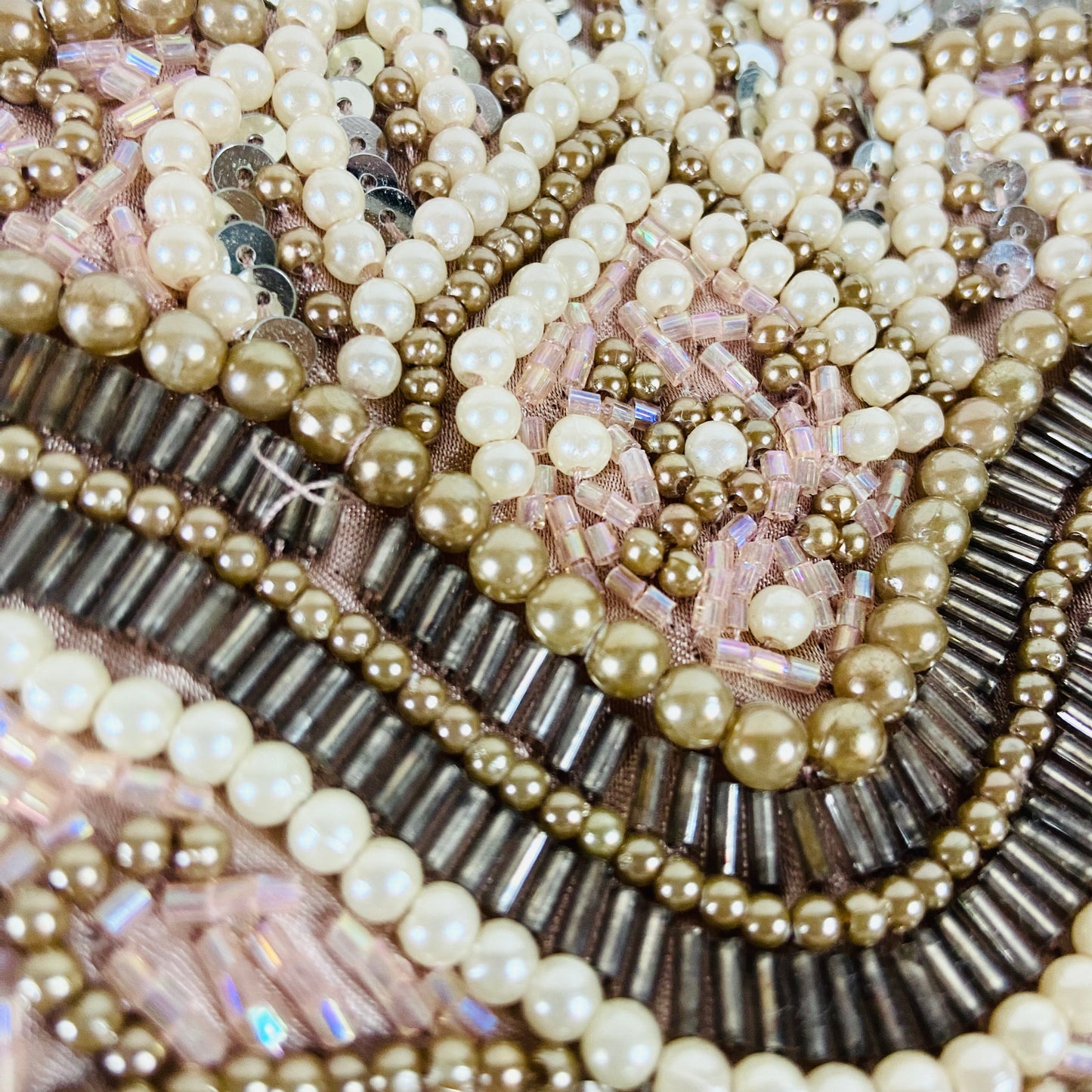 Per Una | Rose Gold | Retro Y2K | Beaded Small Evening Bag | Chain & Top Clasp Fastening