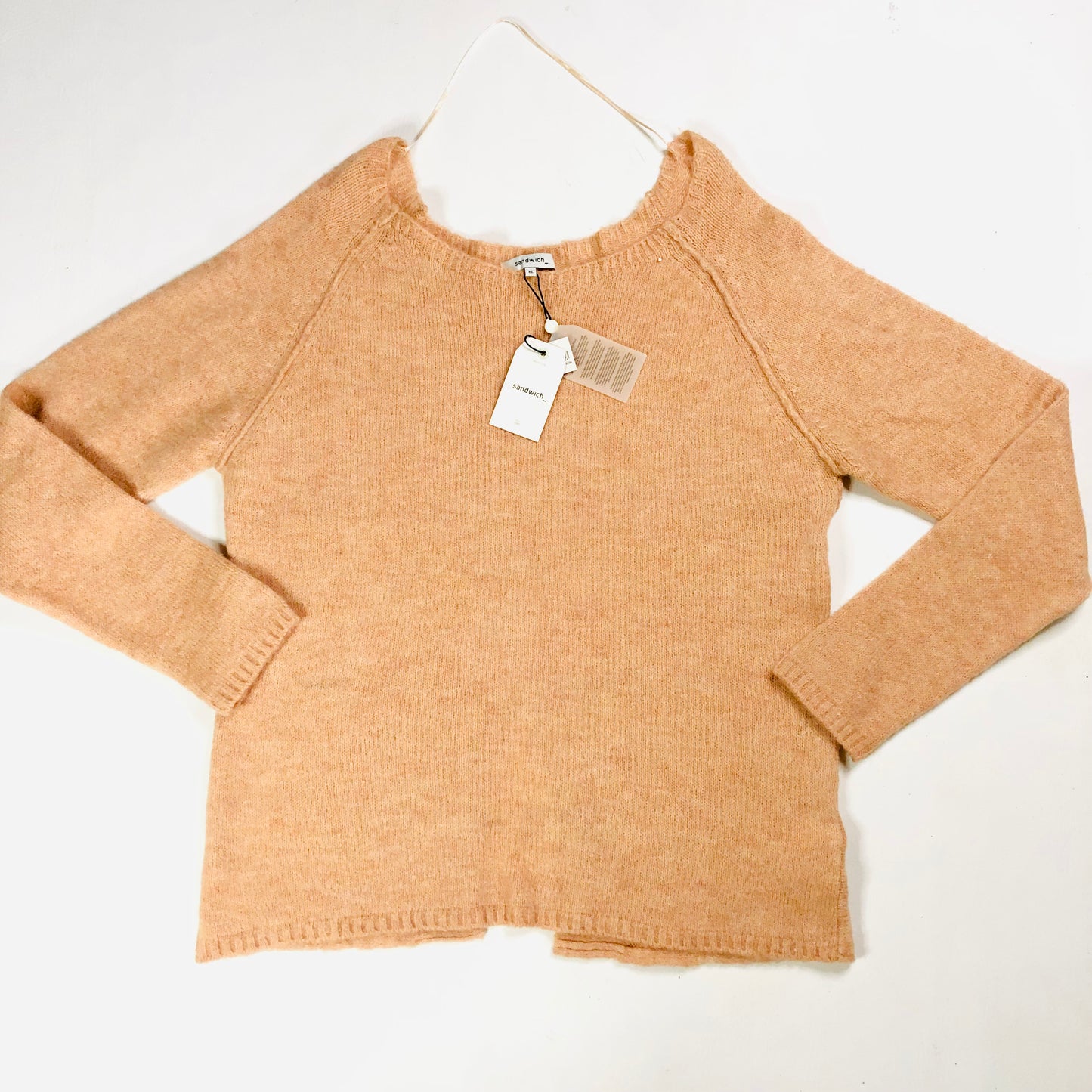 Sandwich_ Clothing Peach Nude Wool Blend Knit Jumper Split Back Size XL NEW