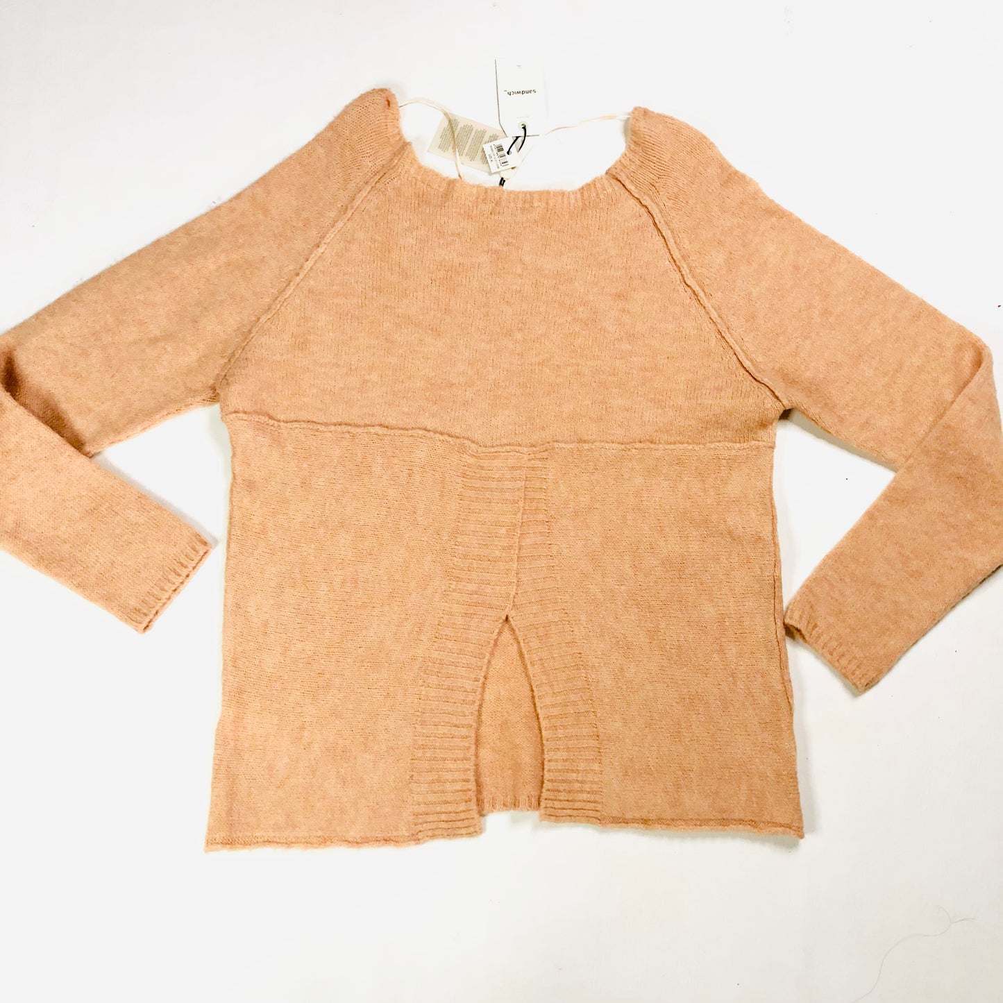 Sandwich_ Clothing Peach Nude Wool Blend Knit Jumper Split Back Size XL NEW
