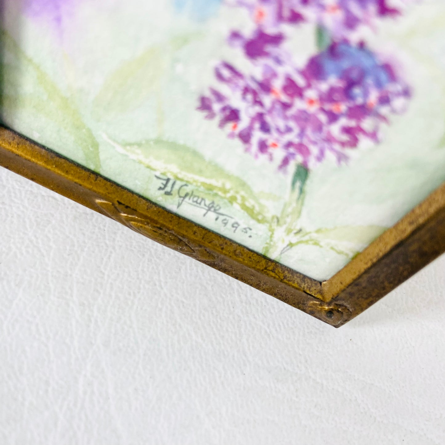 J. Grange | Miniature Watercolour Painting | Peacock Butterfly | Framed | 1995 | 9 x 6.5cm
