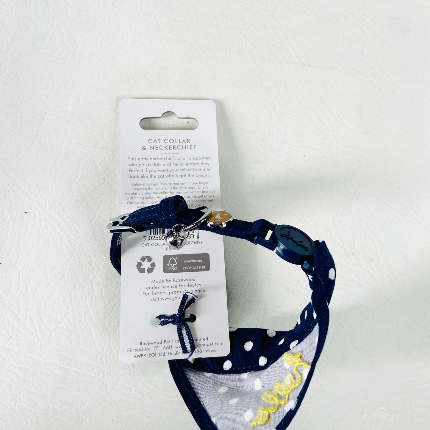 Joules | "Hello There" | Cat Collar & Neckerchief | Navy Blue Polkadot | Safety Release | NEW