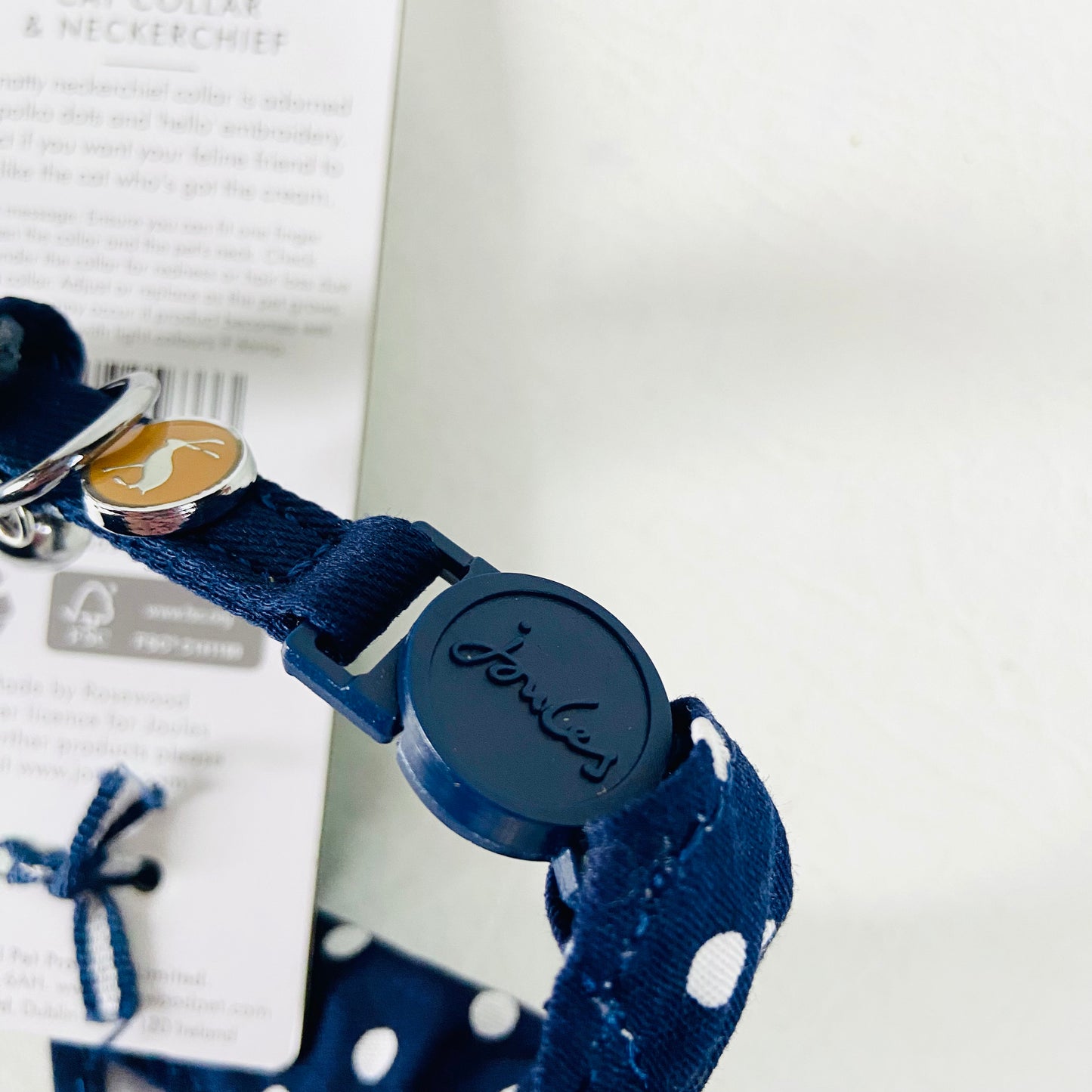 Joules | "Hello There" | Cat Collar & Neckerchief | Navy Blue Polkadot | Safety Release | NEW