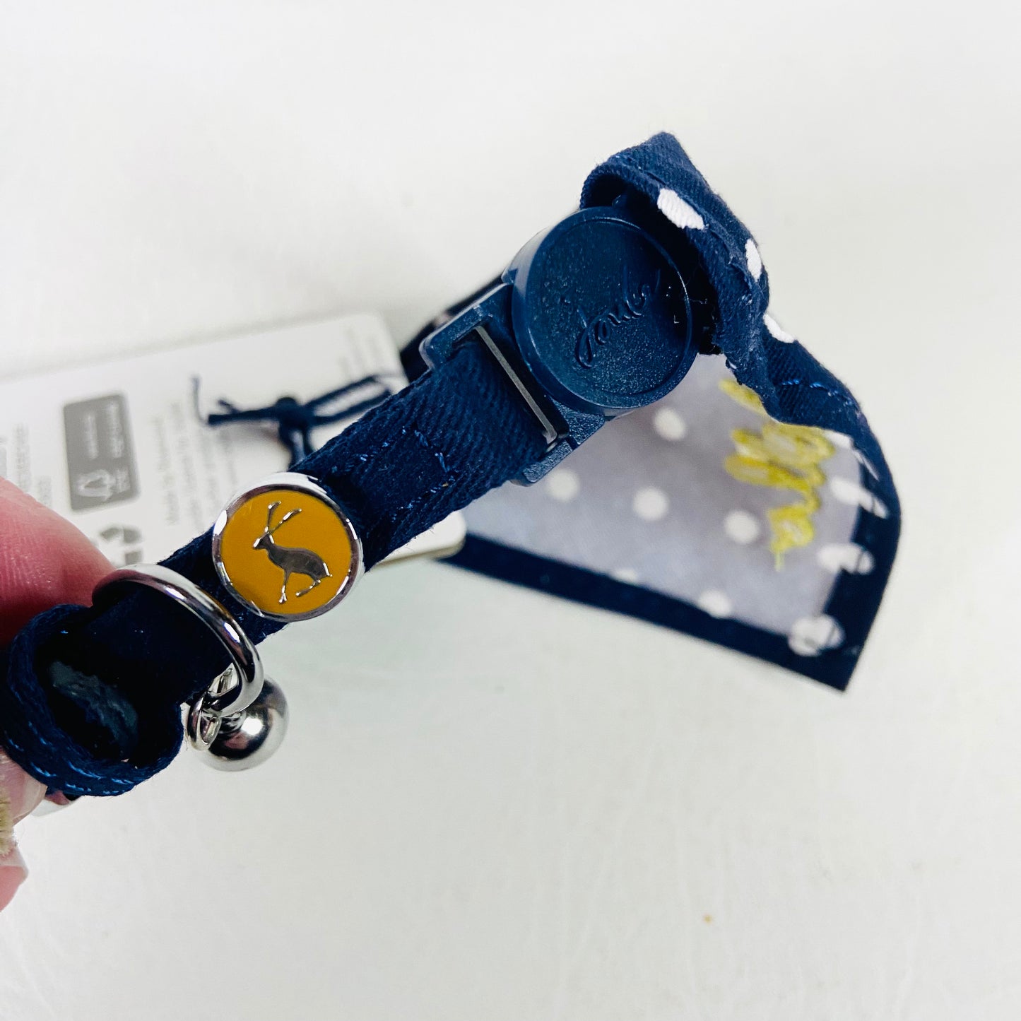 Joules | "Hello There" | Cat Collar & Neckerchief | Navy Blue Polkadot | Safety Release | NEW