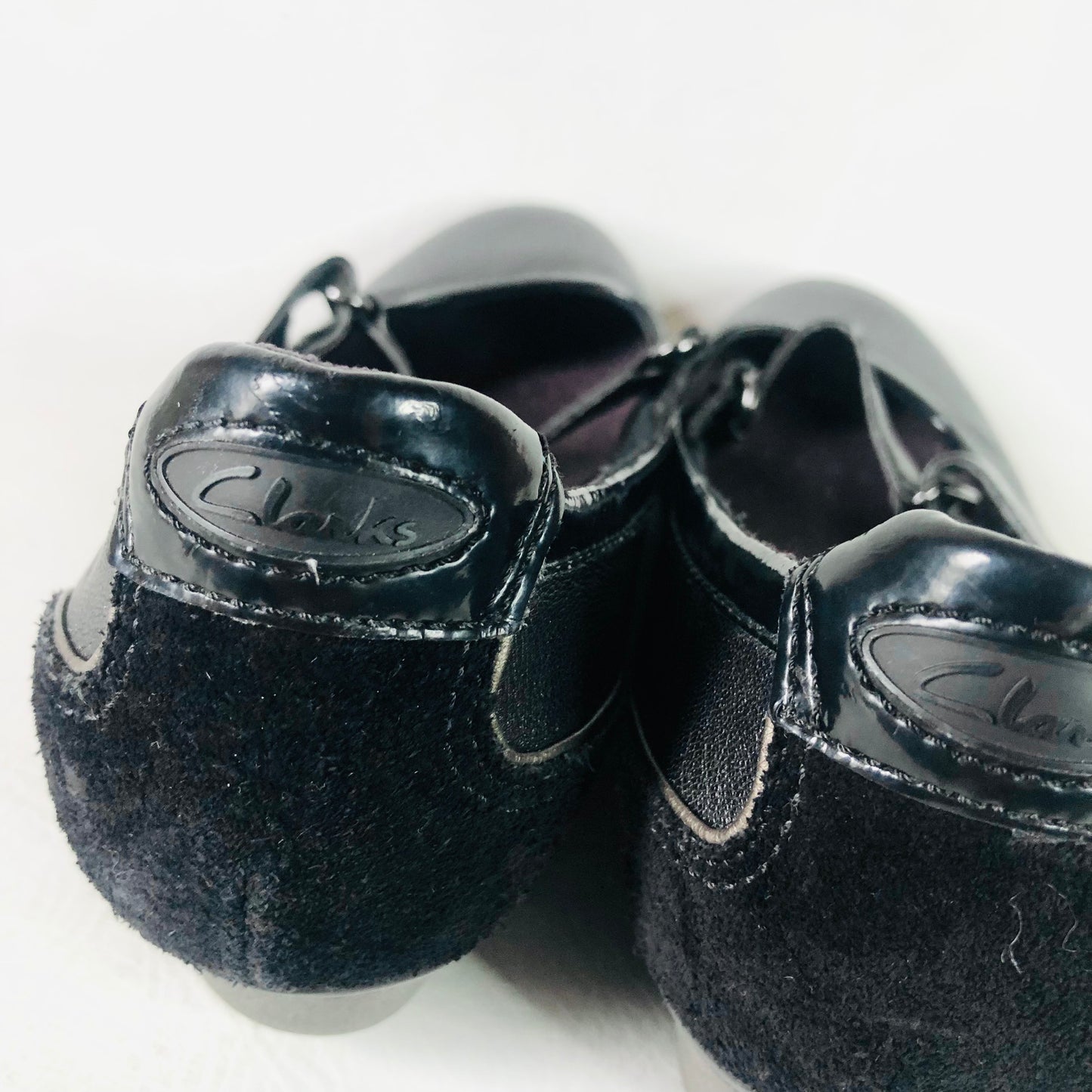 Clarks Active Air Black Leather Low Wedge Heel Mary Jane Shoes Size 6 (39)