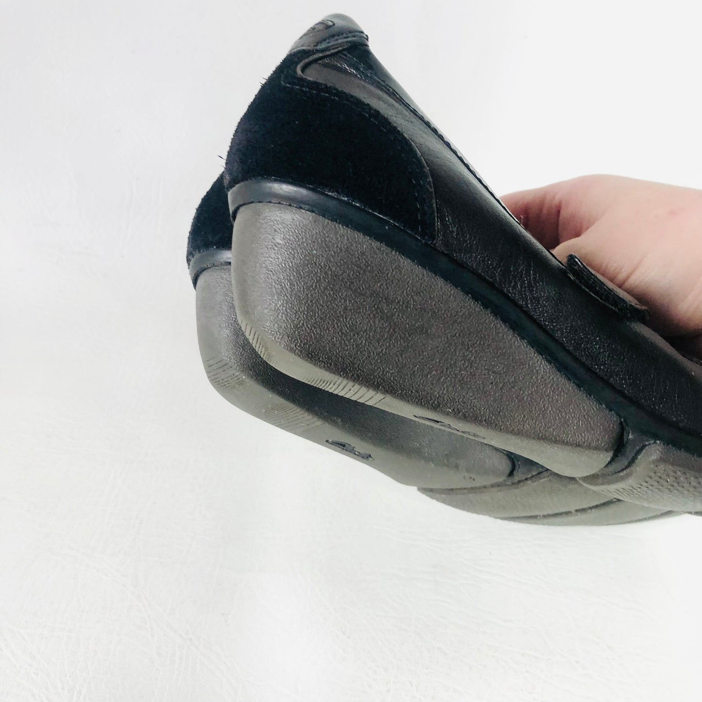 Clarks Active Air Black Leather Low Wedge Heel Mary Jane Shoes Size 6 (39)