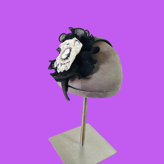 Black & White | Ruffle Fascinator Headband | Lace, Pearl & Cameo Detail | One Size