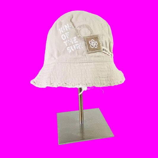 M&Co Kids | Beige Stone | Wave Surf | 100% Cotton | Bucket Hat 90's Y2K Summer | M/L