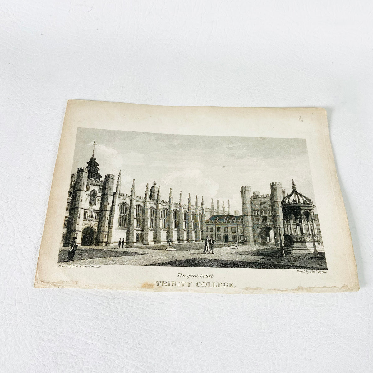 Collection 5X Antique Engravings Paper Prints Cambridge Landmarks (Kings College, Downing College, Trinity College)