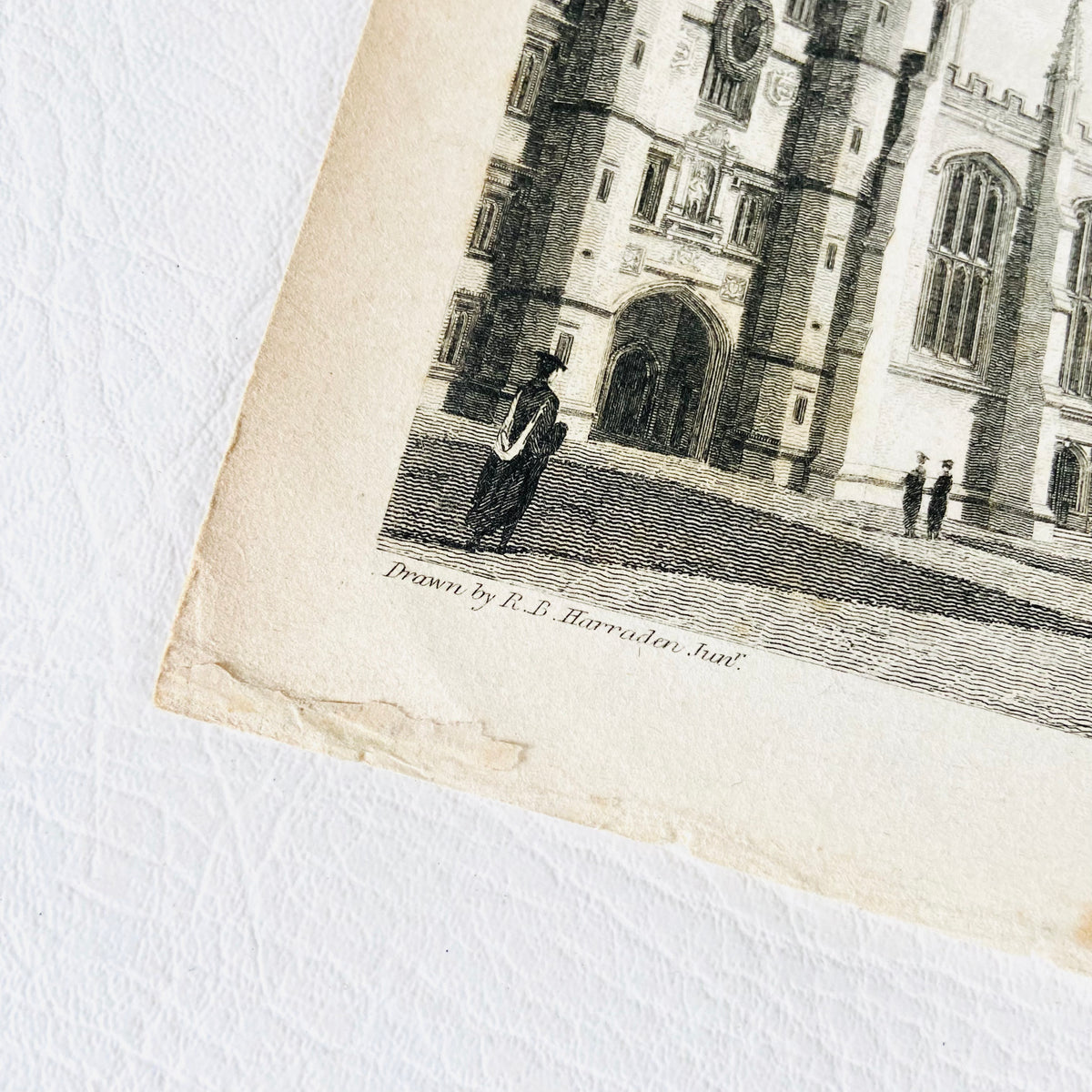 Collection 5X Antique Engravings Paper Prints Cambridge Landmarks (Kings College, Downing College, Trinity College)