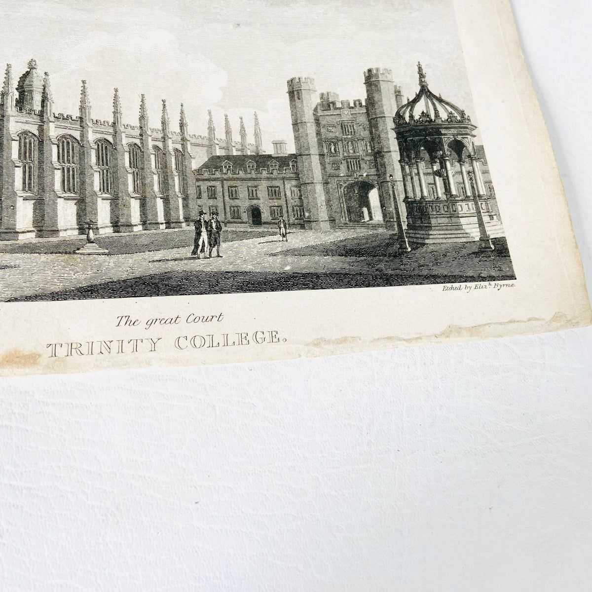Collection 5X Antique Engravings Paper Prints Cambridge Landmarks (Kings College, Downing College, Trinity College)