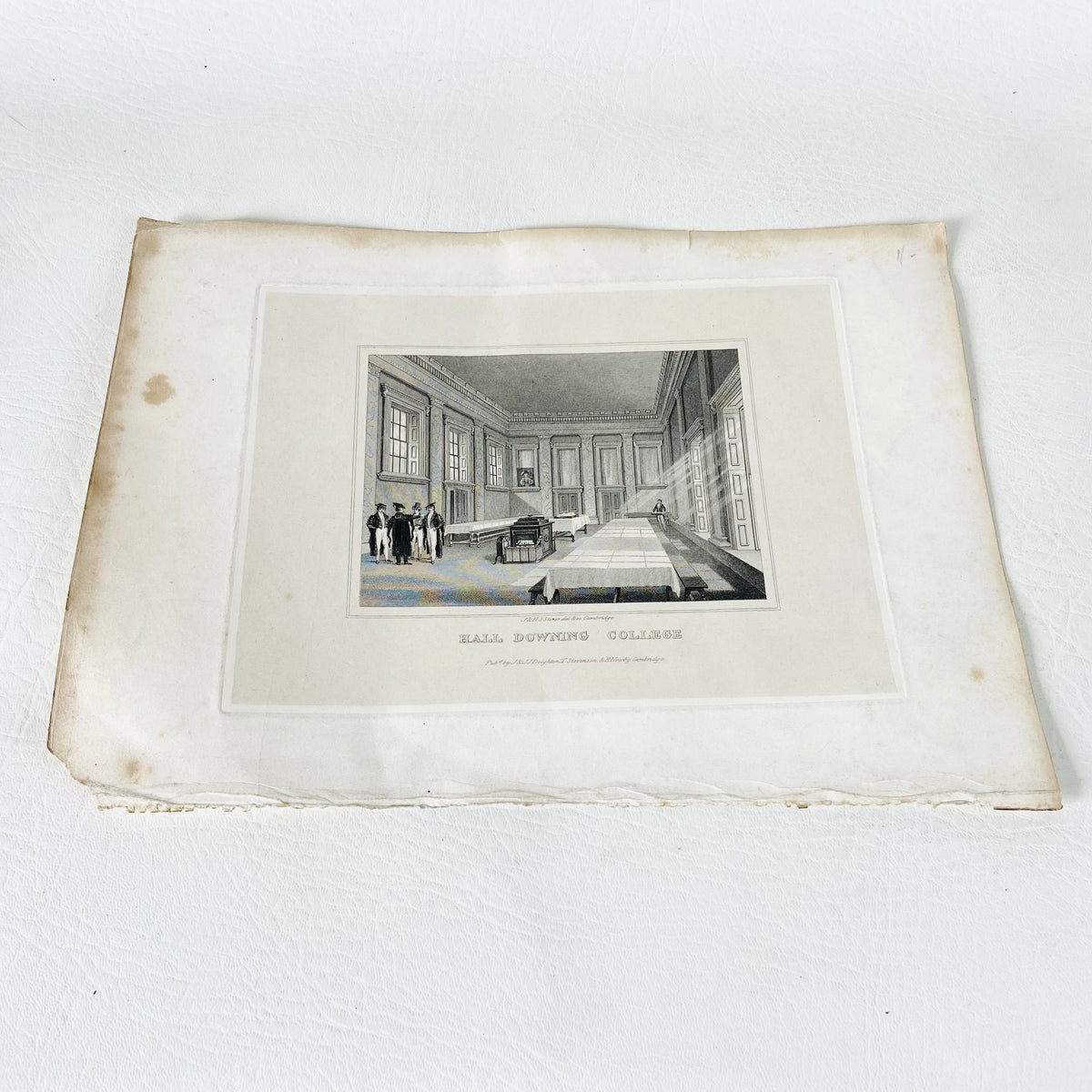 Collection 5X Antique Engravings Paper Prints Cambridge Landmarks (Kings College, Downing College, Trinity College)