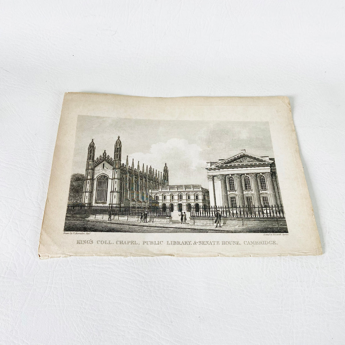 Collection 5X Antique Engravings Paper Prints Cambridge Landmarks (Kings College, Downing College, Trinity College)
