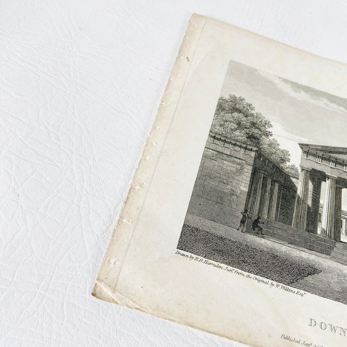 Collection 5X Antique Engravings Paper Prints Cambridge Landmarks (Kings College, Downing College, Trinity College)