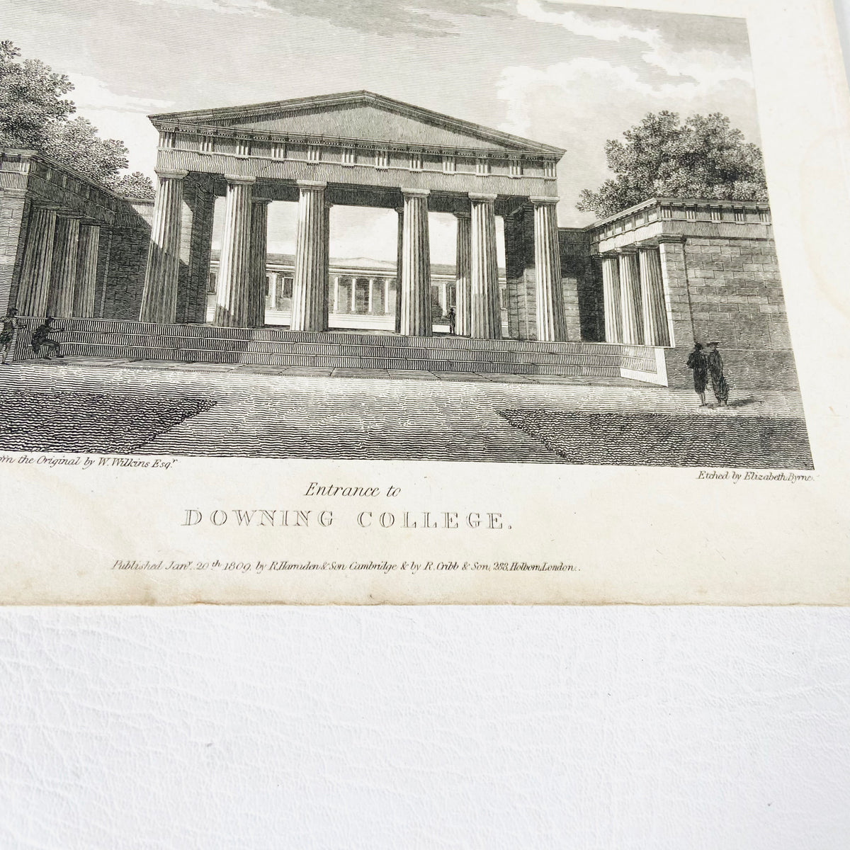 Collection 5X Antique Engravings Paper Prints Cambridge Landmarks (Kings College, Downing College, Trinity College)