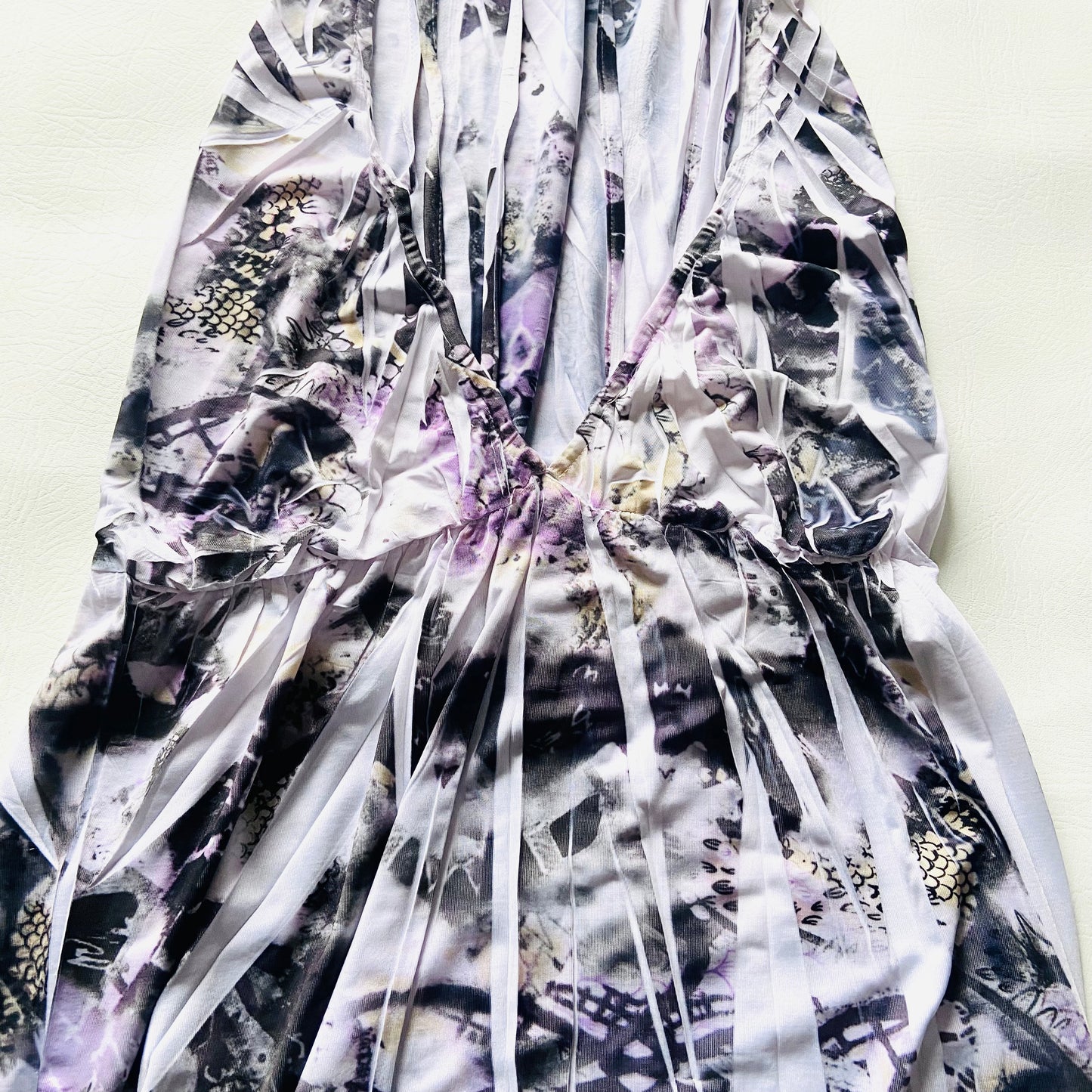 New York Laundry | Grey Lilac | Halterneck Backless Graphic Print Maxi Dress | Size S/M