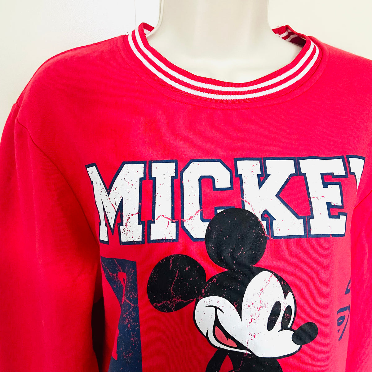 Disney Mickey Mouse | Red | Jersey Sweatshirt | Primark Cares | 1928 Varsity Style | Size Medium