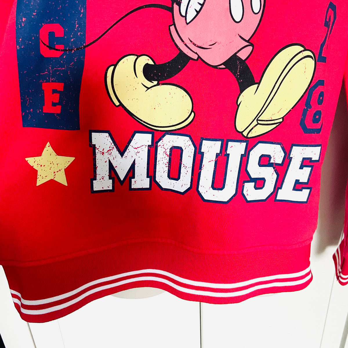 Disney Mickey Mouse | Red | Jersey Sweatshirt | Primark Cares | 1928 Varsity Style | Size Medium