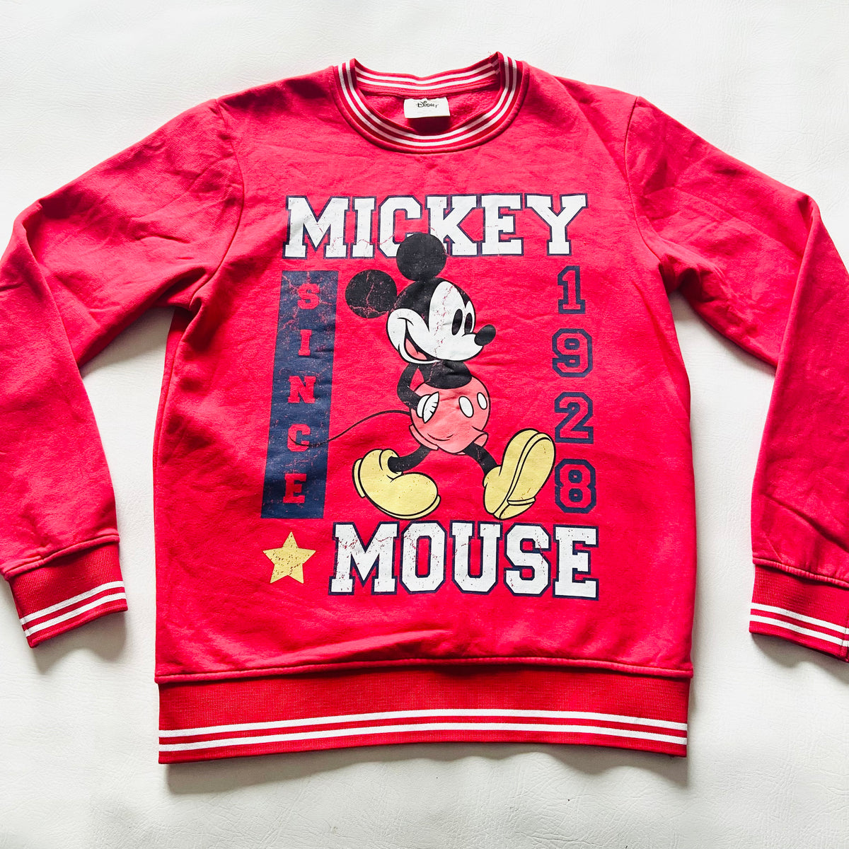 Disney Mickey Mouse | Red | Jersey Sweatshirt | Primark Cares | 1928 Varsity Style | Size Medium