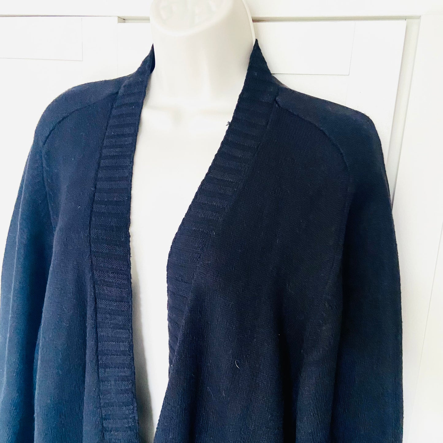Mallisa J Collection | Black | Long Maxi Open Knit Cardigan Satin Back | One Size (Plus Size)