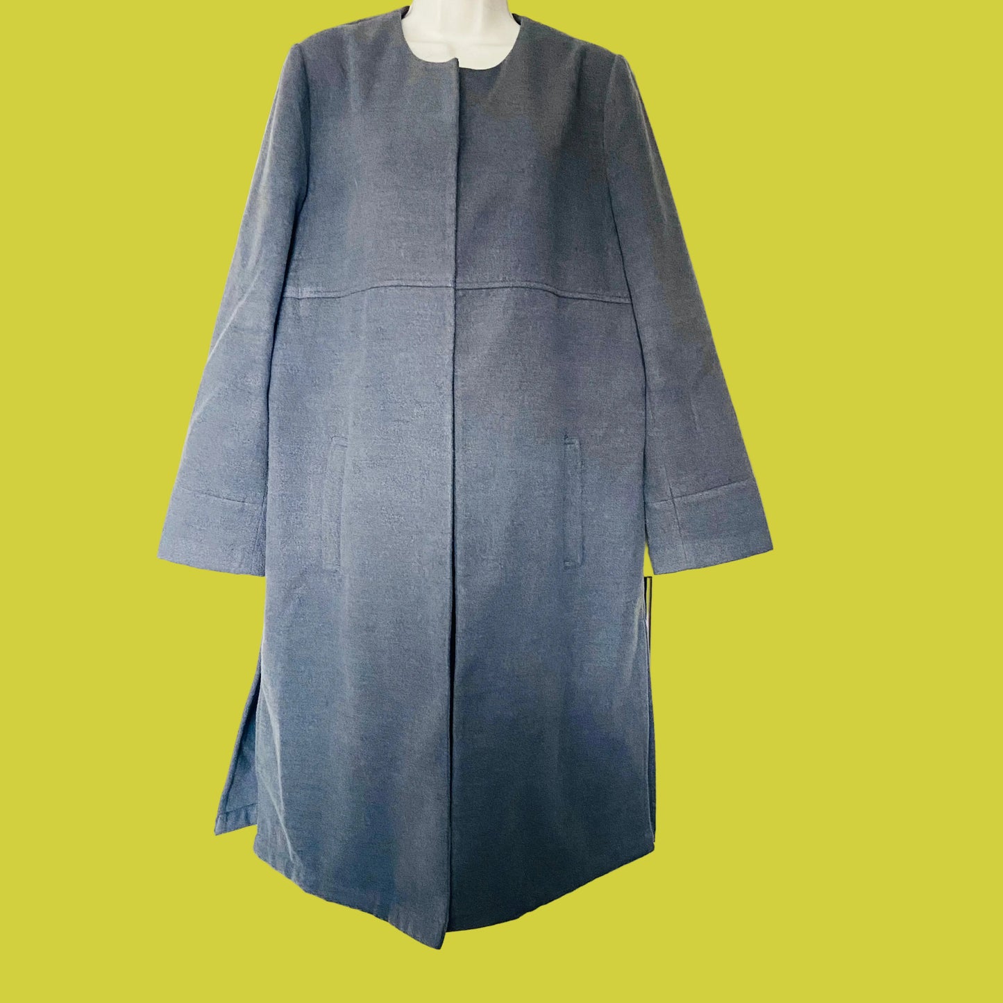Target Collection | Grey Collarless Duster Coat | Long Minimalist Jacket | Size US 12 (UK 16)