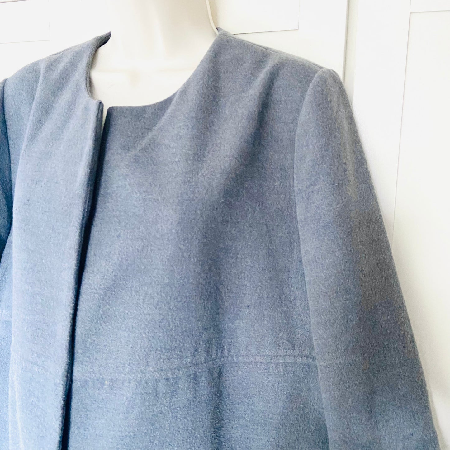 Target Collection | Grey Collarless Duster Coat | Long Minimalist Jacket | Size US 12 (UK 16)