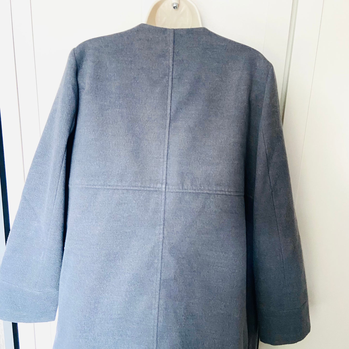 Target Collection | Grey Collarless Duster Coat | Long Minimalist Jacket | Size US 12 (UK 16)