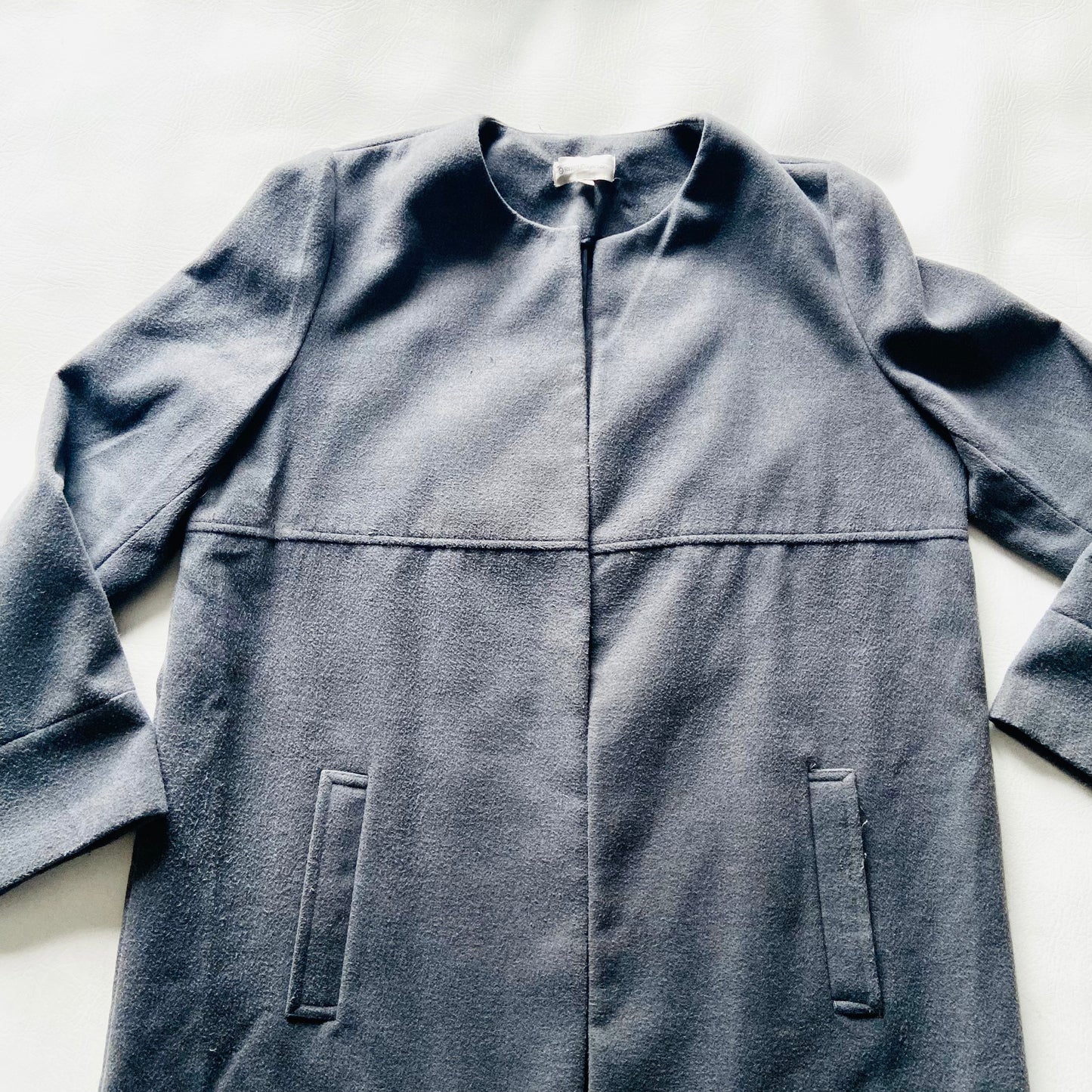 Target Collection | Grey Collarless Duster Coat | Long Minimalist Jacket | Size US 12 (UK 16)
