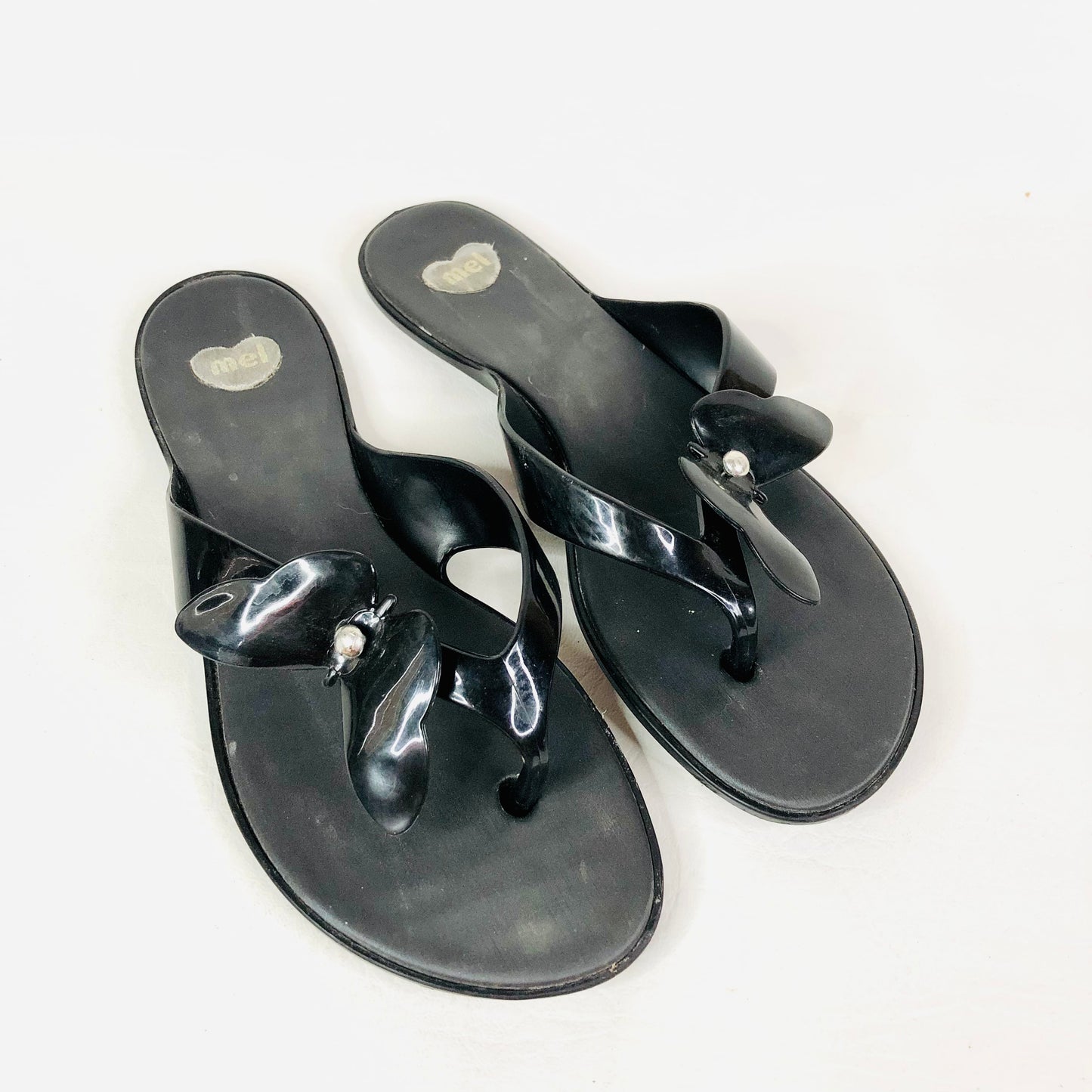 Melissa Mel Black Butterfly Thong Flip Flop Sandals UK 3 (35/36)