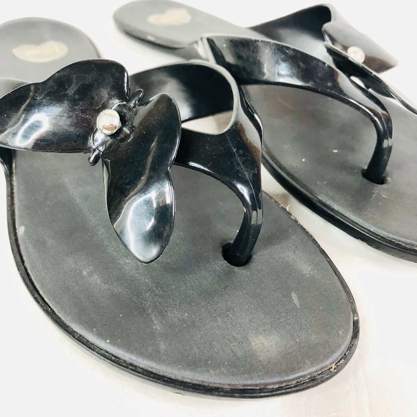 Melissa Mel Black Butterfly Thong Flip Flop Sandals UK 3 (35/36)