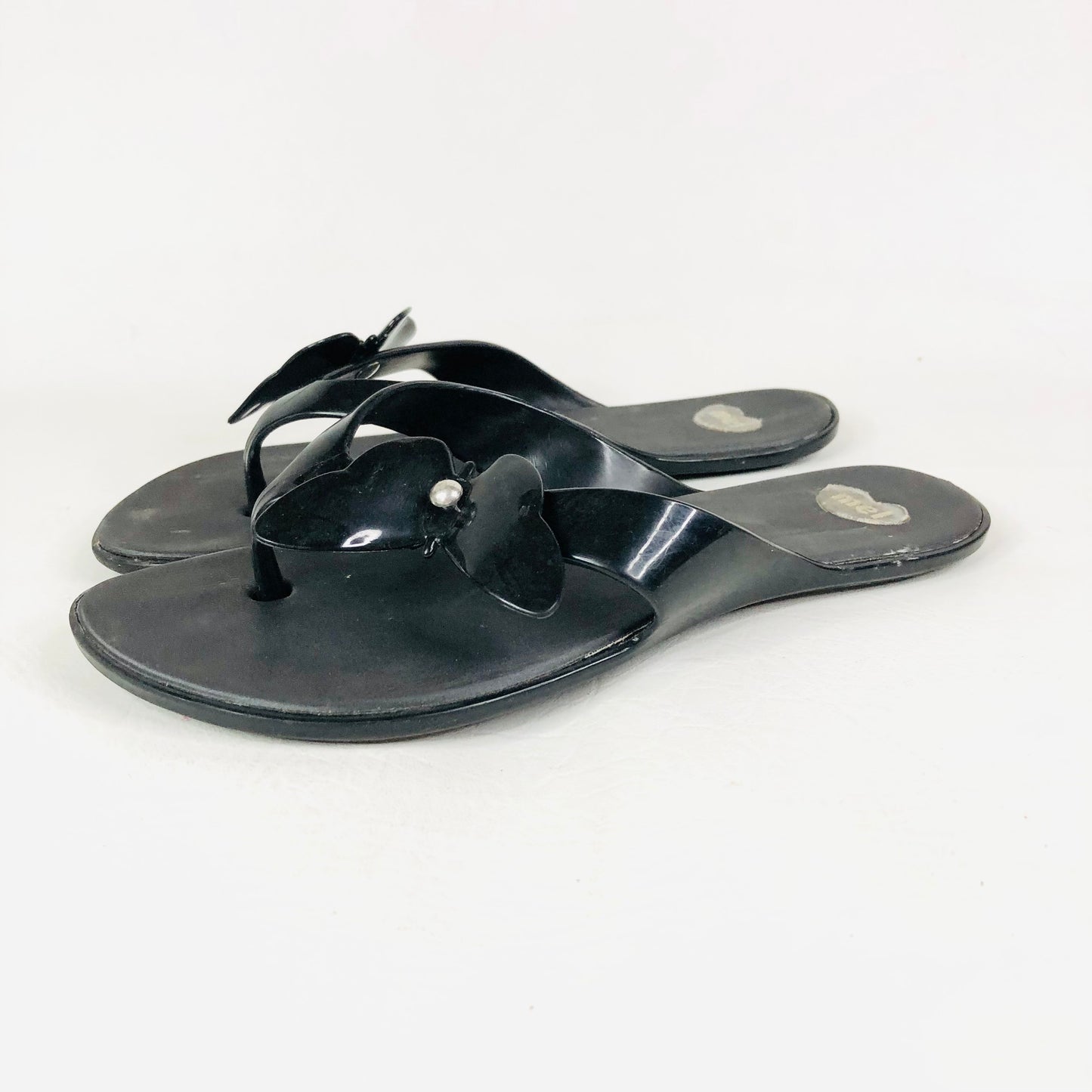 Melissa Mel Black Butterfly Thong Flip Flop Sandals UK 3 (35/36)