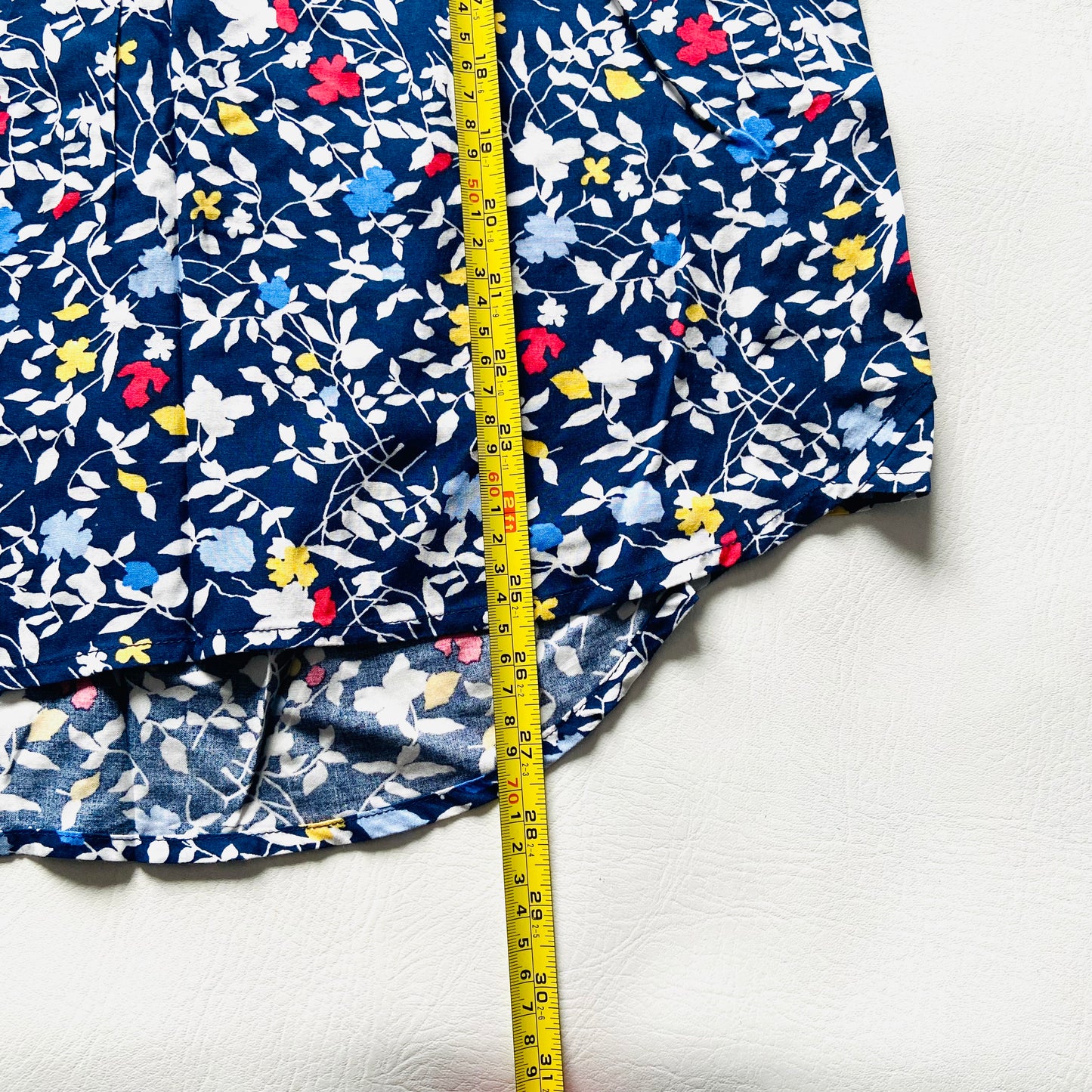 Crew Clothing Company | Navy Blue | Ladies Floral Blouse Top | V-Neck Tie Cuff | Size 12