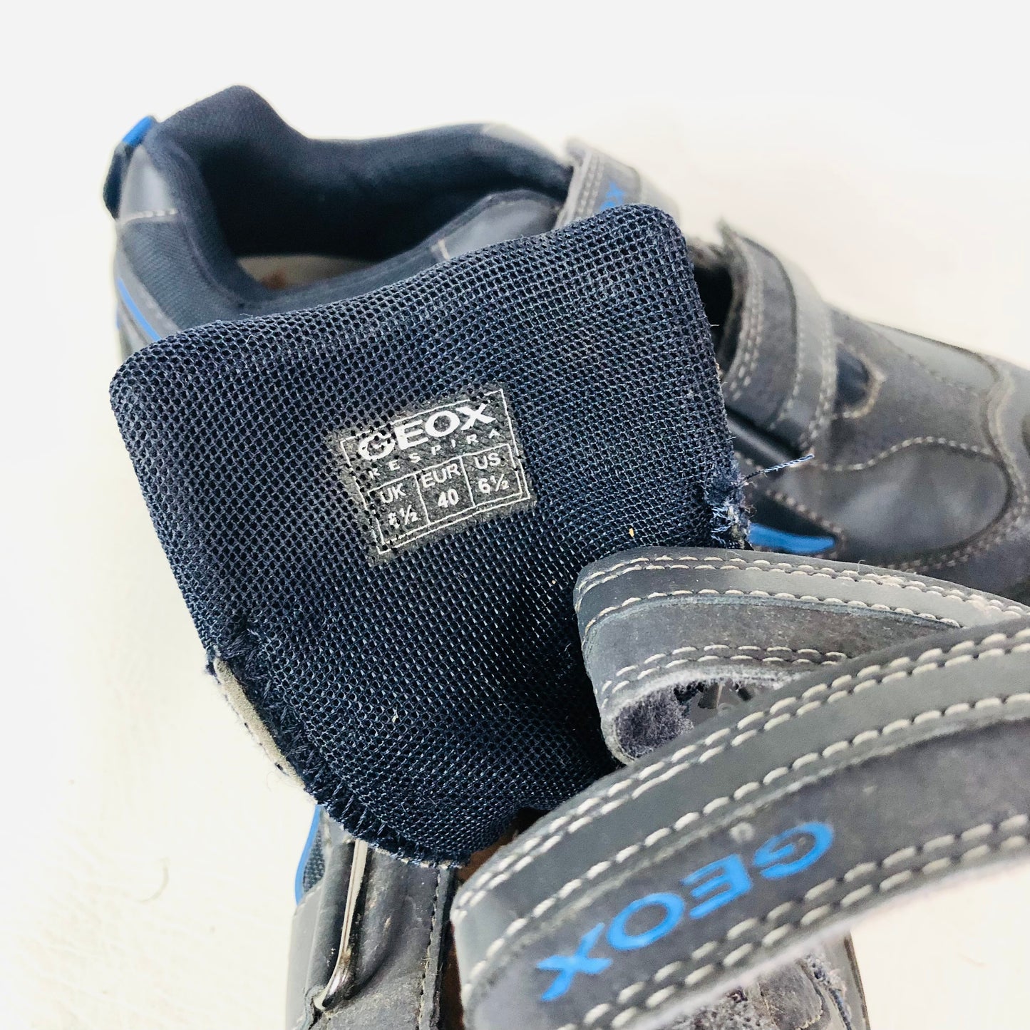 Geox Navy Blue Savage Leather Sneaker Trainers Size 6.5 (EU 40)