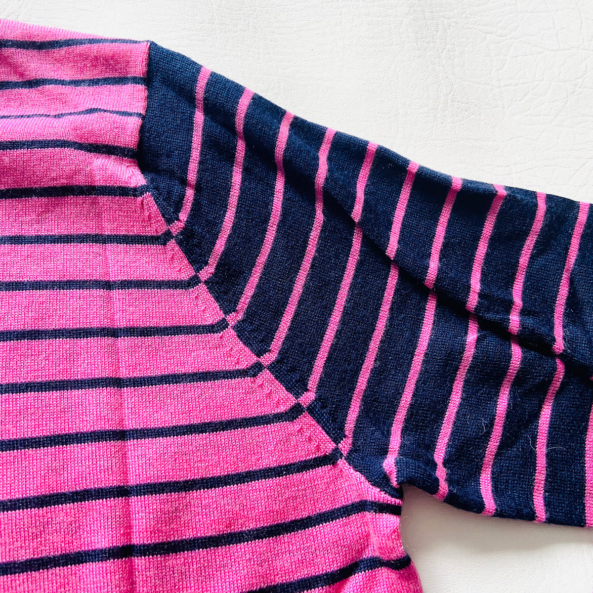 M&S Collection | Pure Merino Wool | Pink & Navy | Striped Roll Neck Jumper | Size 12 | NEW