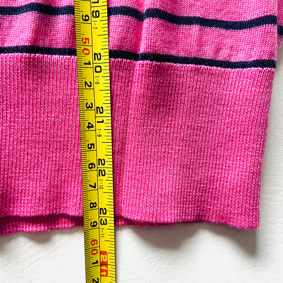 M&S Collection | Pure Merino Wool | Pink & Navy | Striped Roll Neck Jumper | Size 12 | NEW