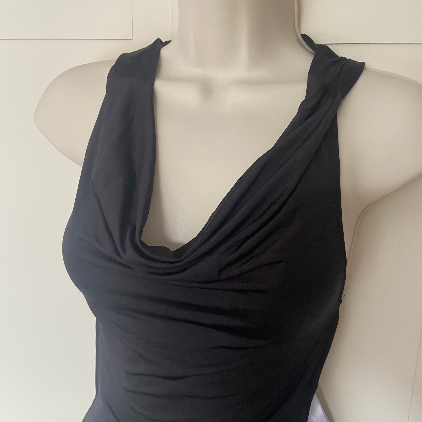 Bershka Black Backless Hooded Cowl Neck Bodysuit Festival Summer Size Small NEW