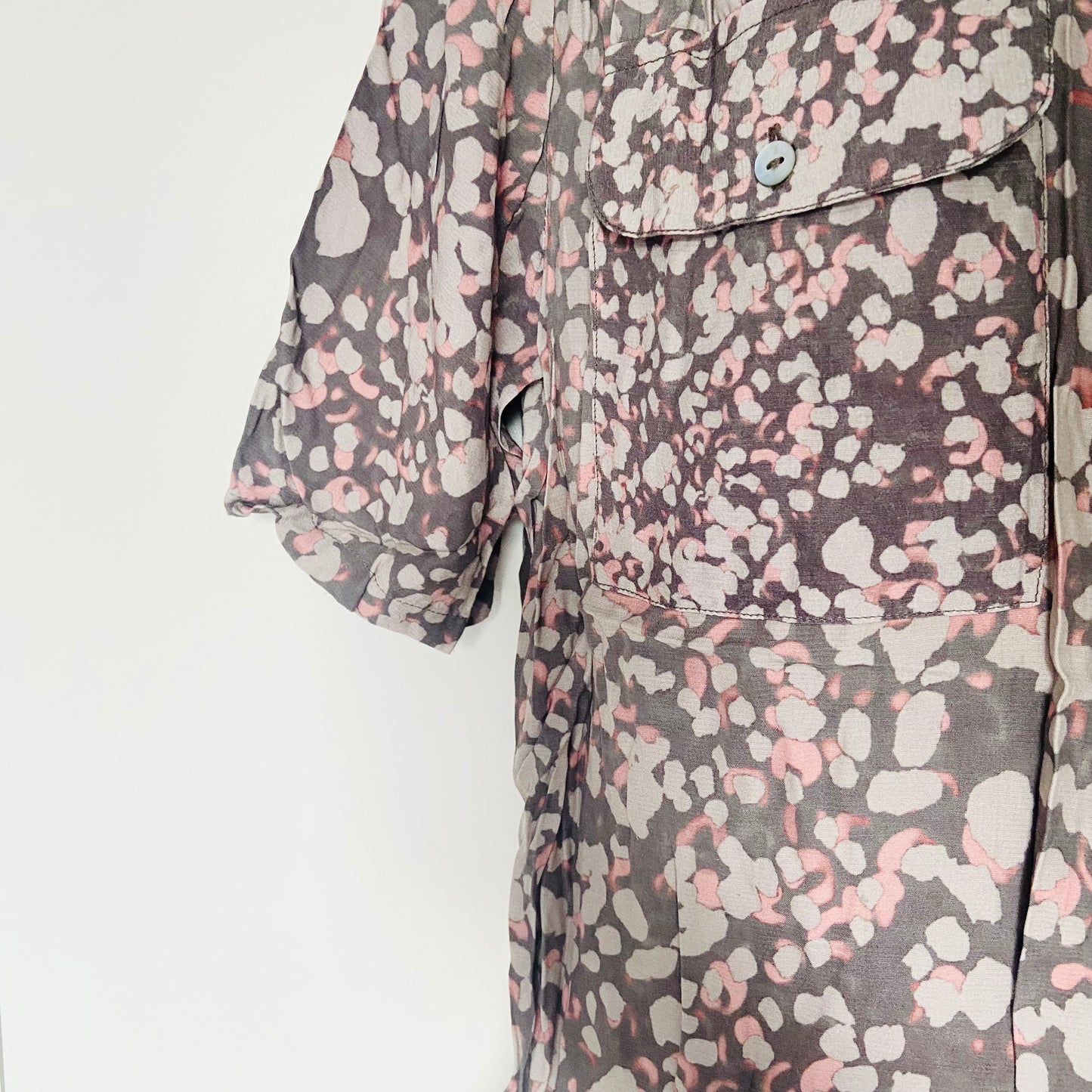 French Connection Brown Earthtone Lightweight Short Sleeve Blouse Shirt Size XS