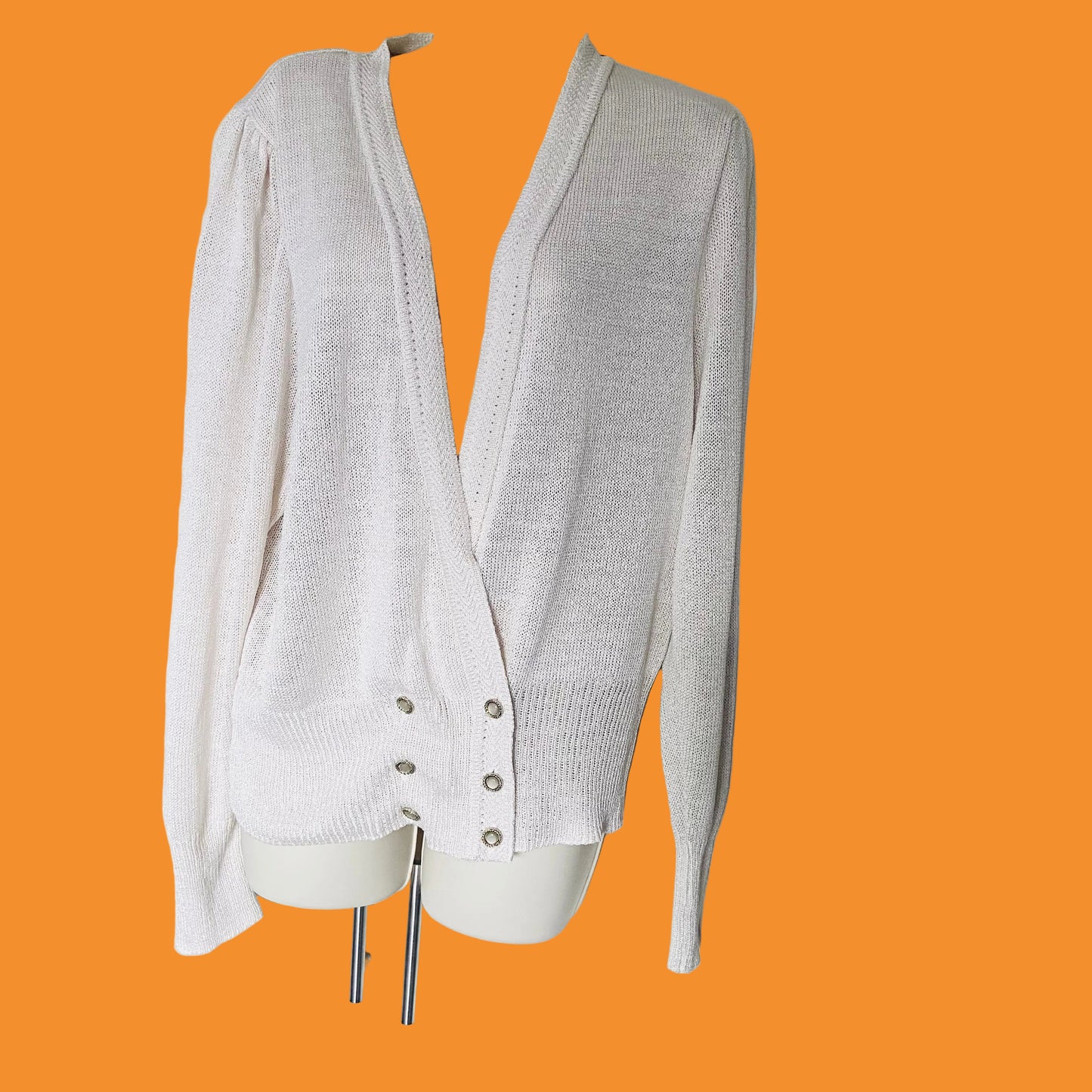 St Michaels by Marks & Spencer Vintage Cream Knit Cardigan Gold Buttons Size 16