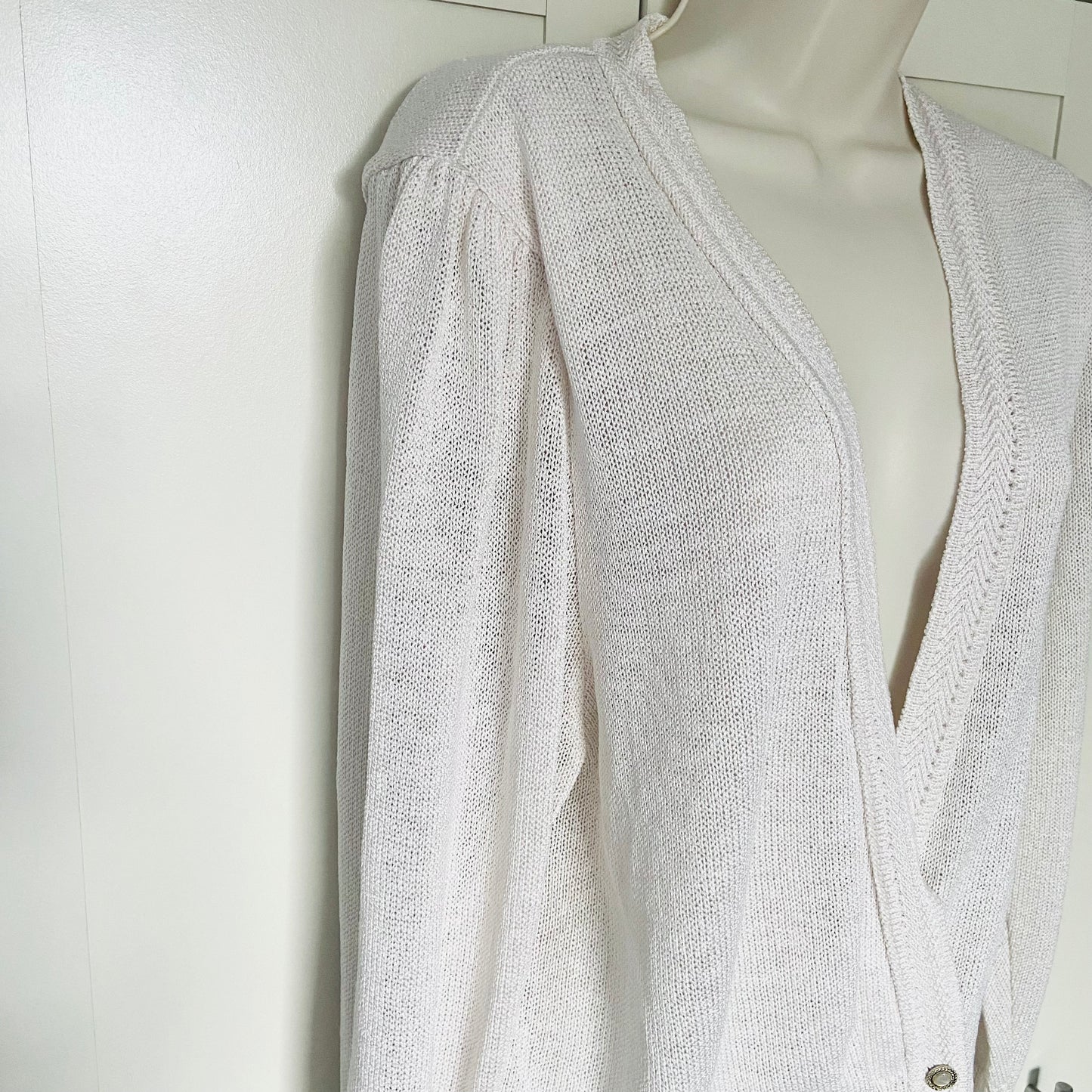 St Michaels by Marks & Spencer Vintage Cream Knit Cardigan Gold Buttons Size 16