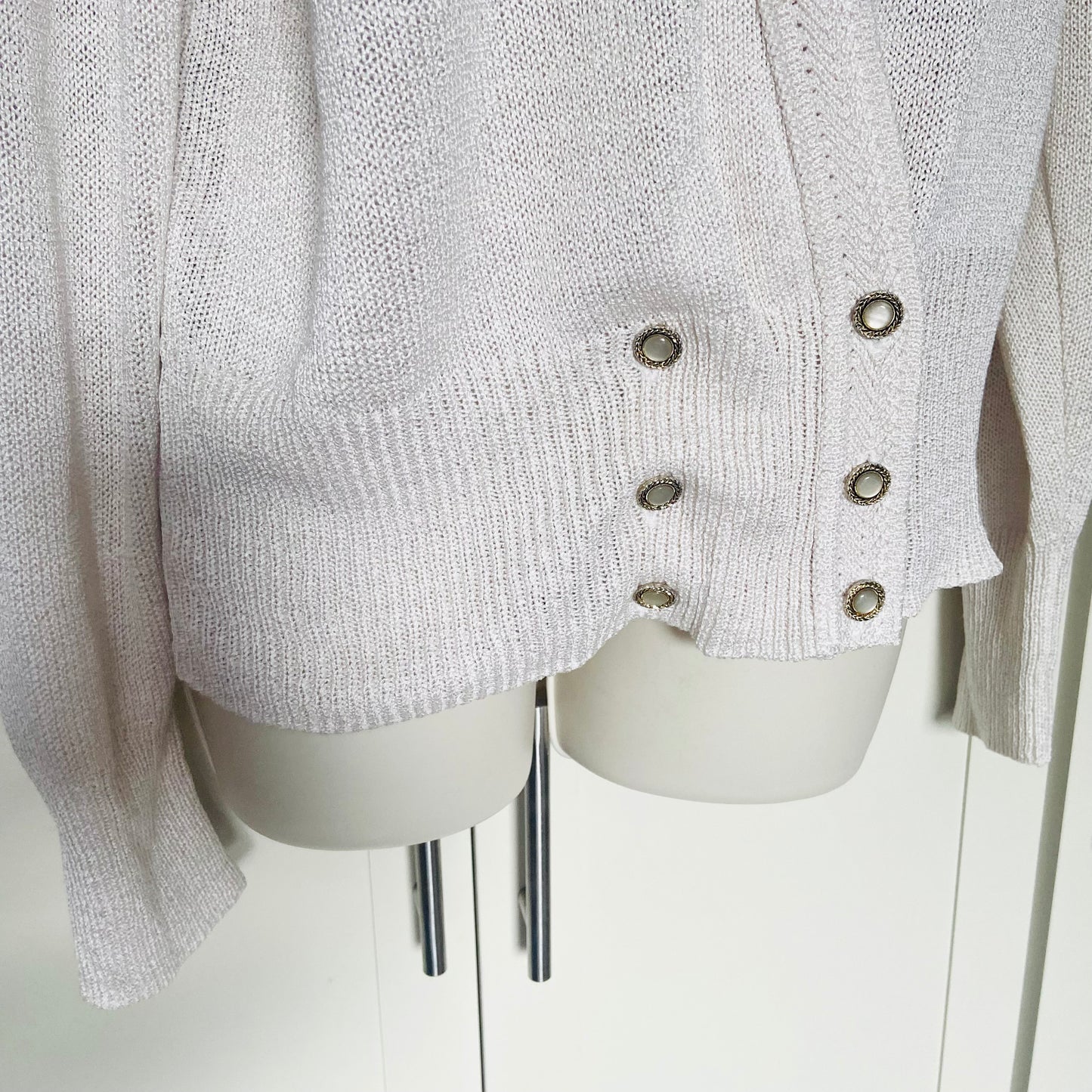 St Michaels by Marks & Spencer Vintage Cream Knit Cardigan Gold Buttons Size 16