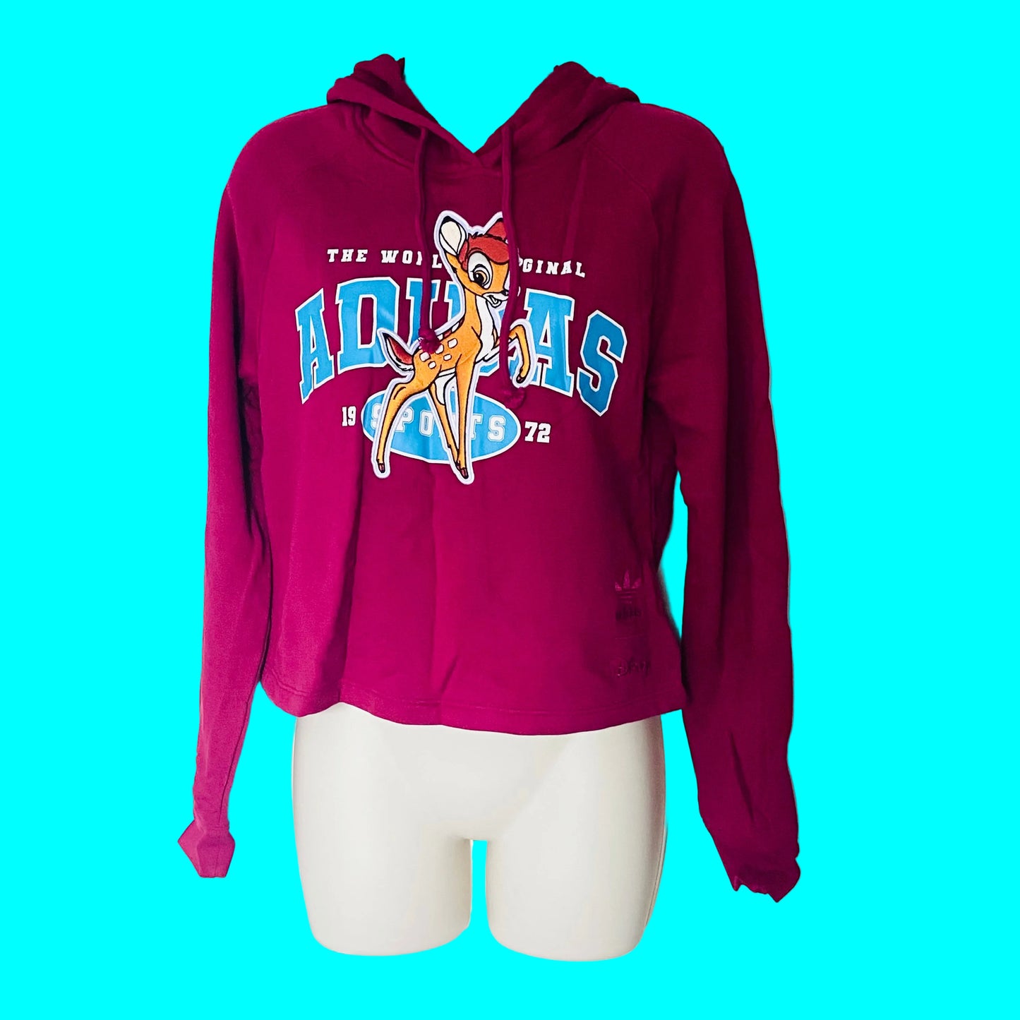 Adidas Originals X Disney Bambi Hoodie Sweatshirt Cropped HE6875 Burgundy Size 6