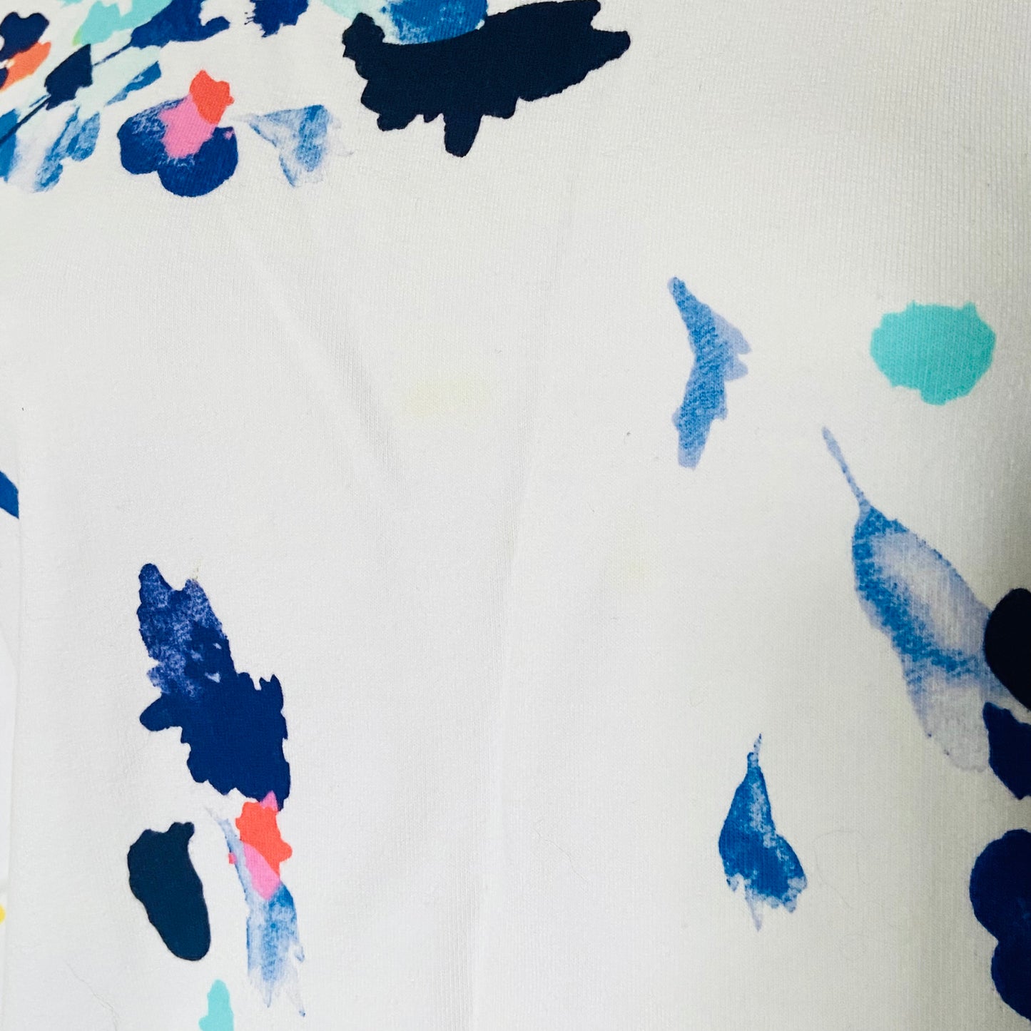 Joules Clemence Cotton White Casual Sweatshirt With Blue Floral Bloom Size 14