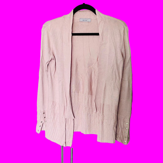 Per Una (M&S) Nude Blush Pink Soft Knit Open Long Sleeve Cardigan Size 8