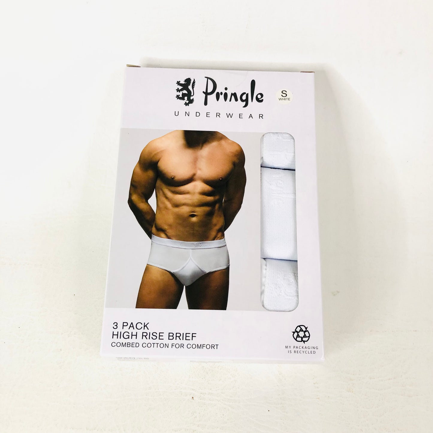Pringle Underwear White 3 Pack High Waist Y-Front Briefs Size Small NEW in Box