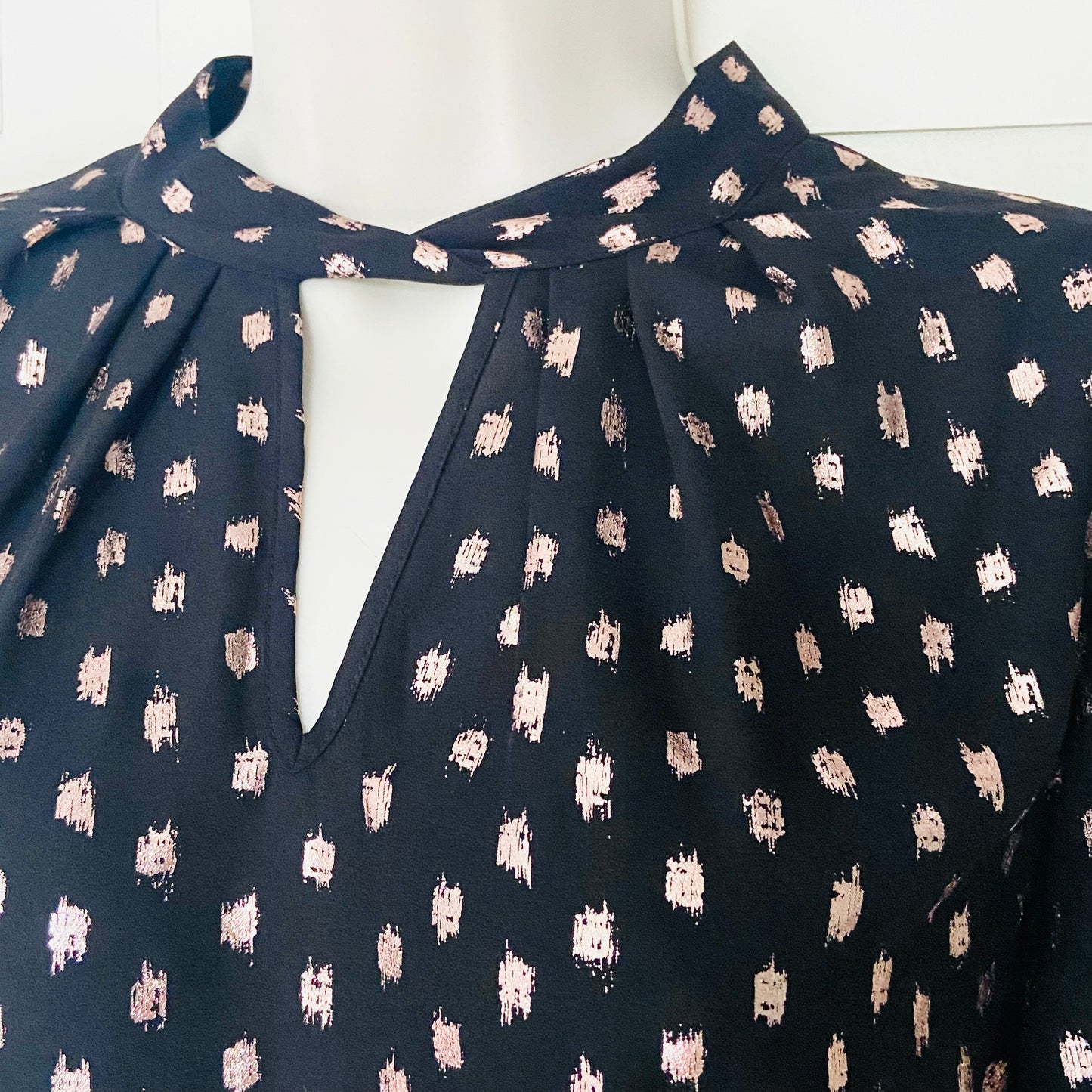 Principles Black & Gold Foil Floaty Chiffon Long Sleeve Blouse Size 12