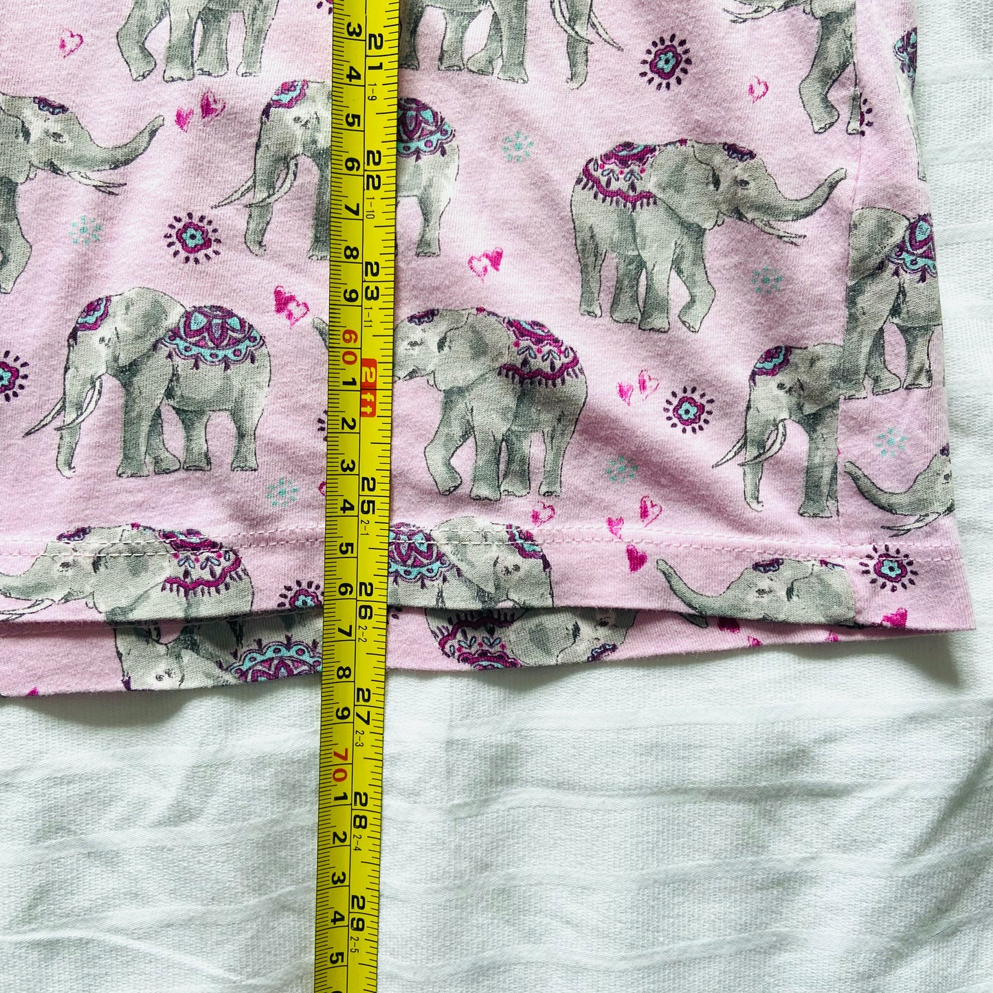 TU | Pink Indian Elephant Two Piece Pyjama Set | Button-Down Shirt & Crop Pant | Size 16